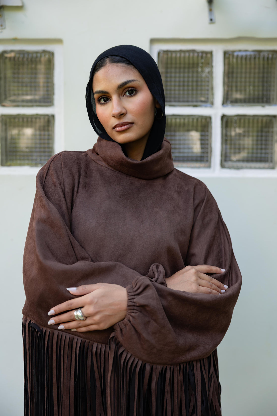 Suede Fringes top in Brown