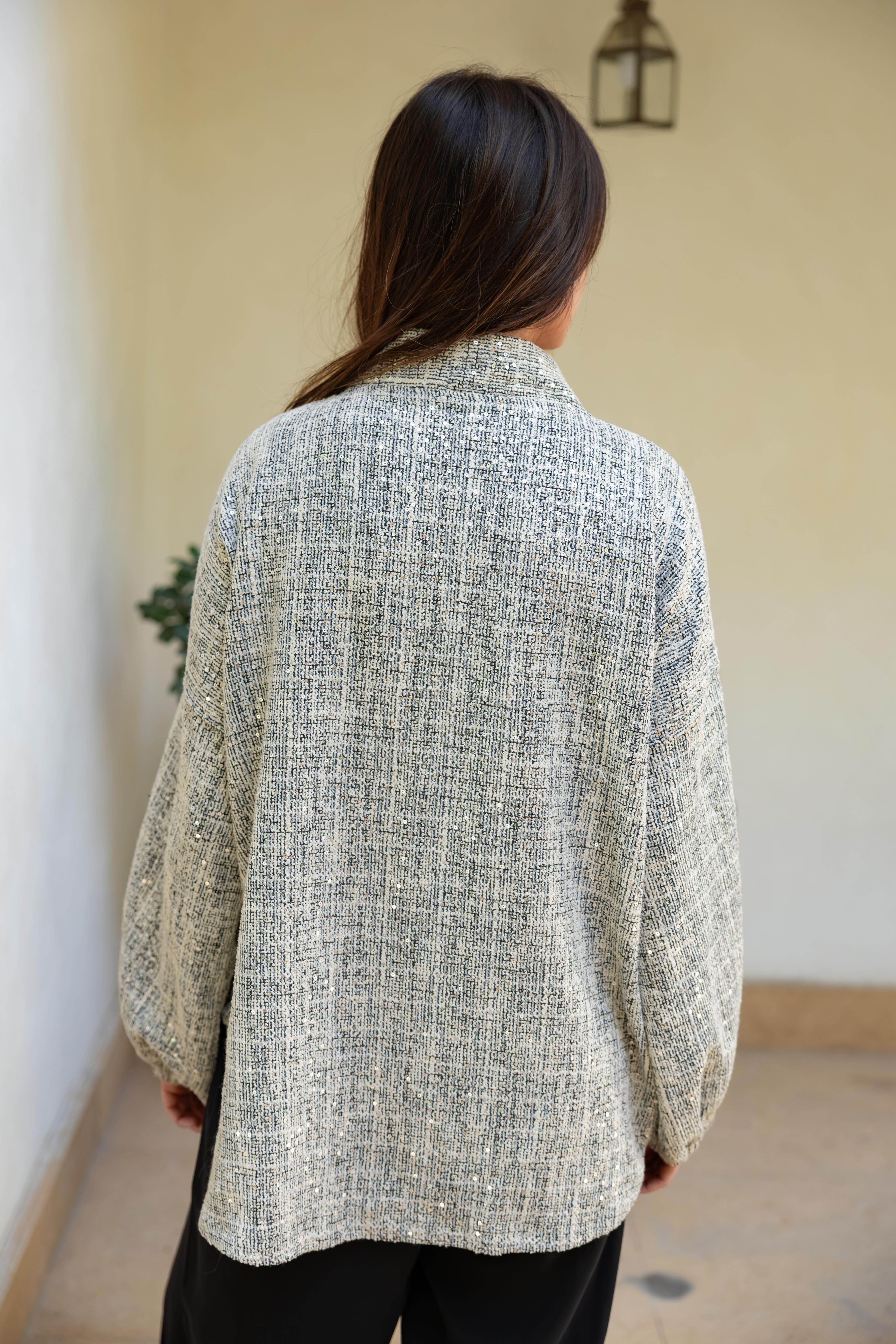 Sequin Tweed kimono