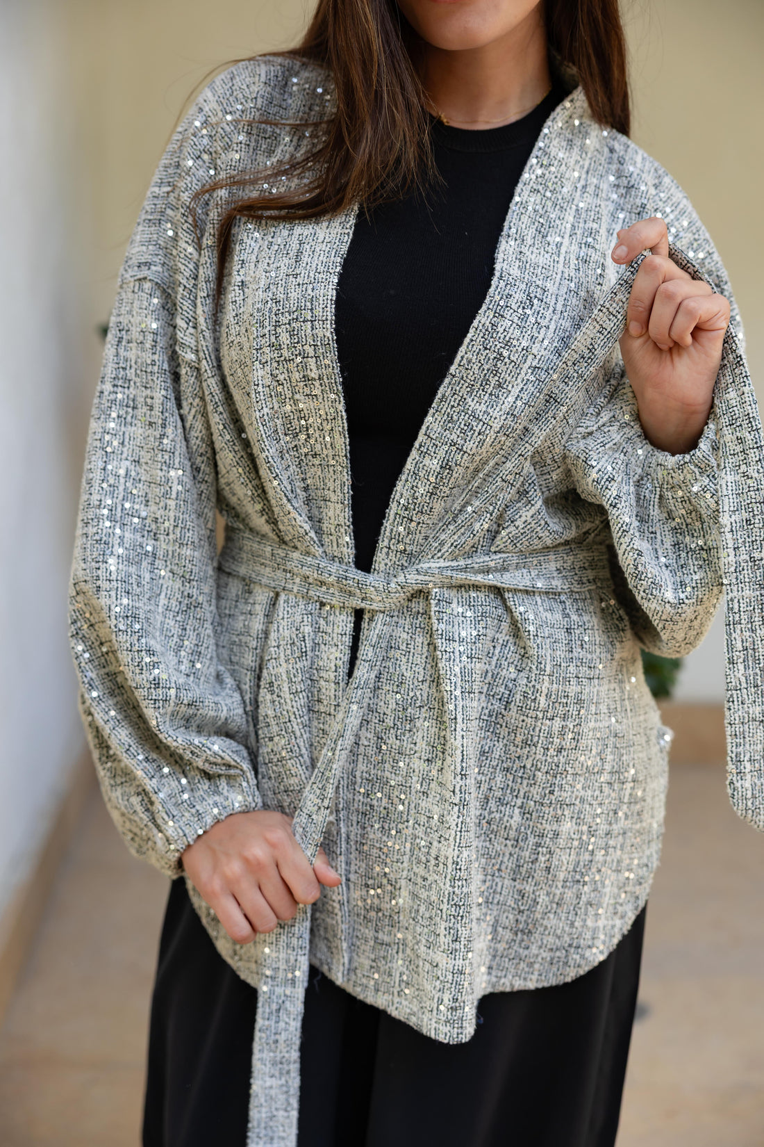 Sequin Tweed kimono