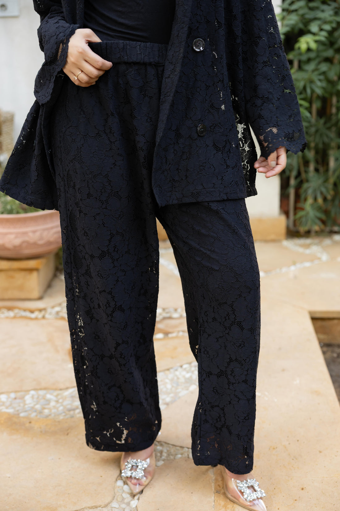 The Lace Edit in black + pants liner