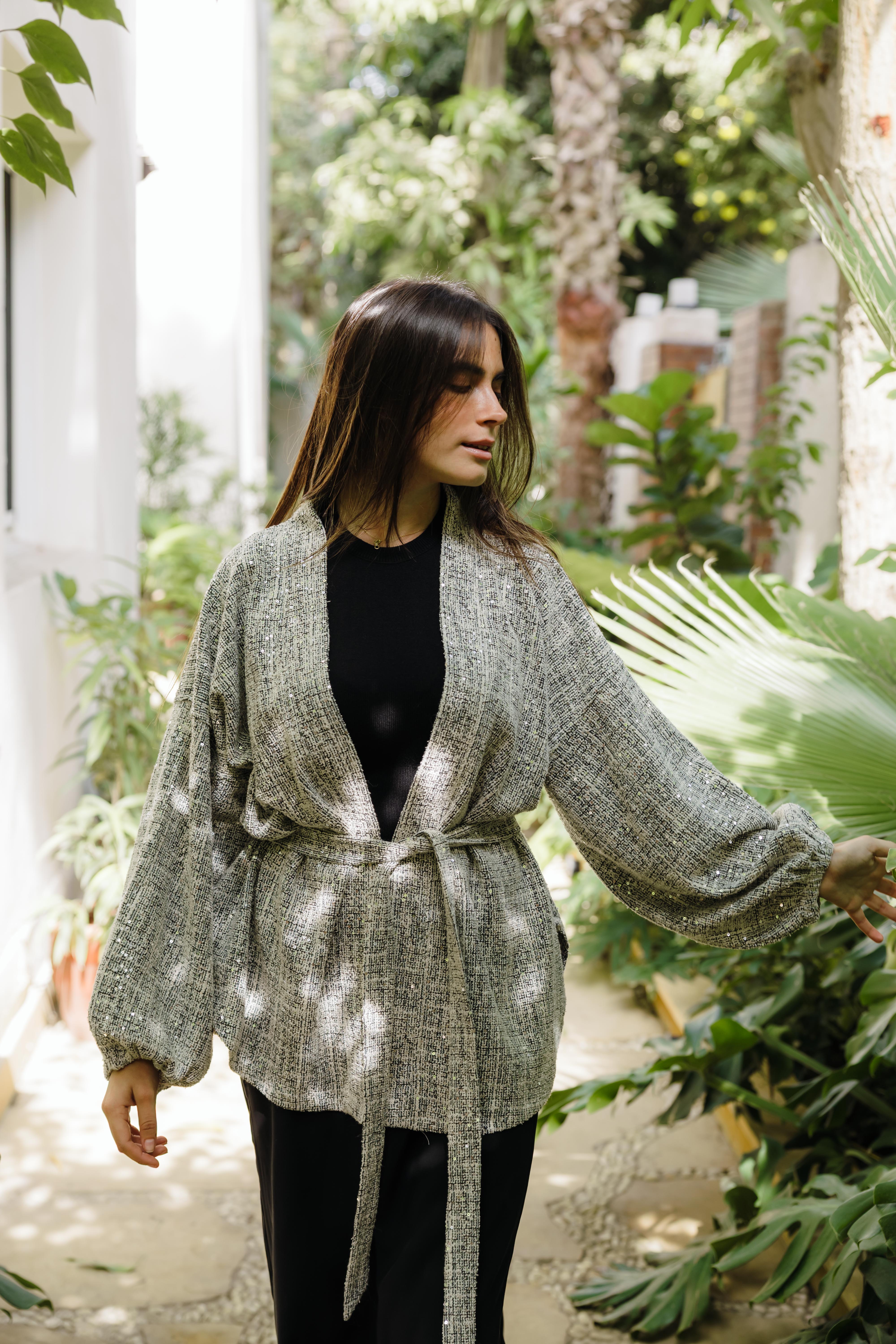 Sequin Tweed kimono
