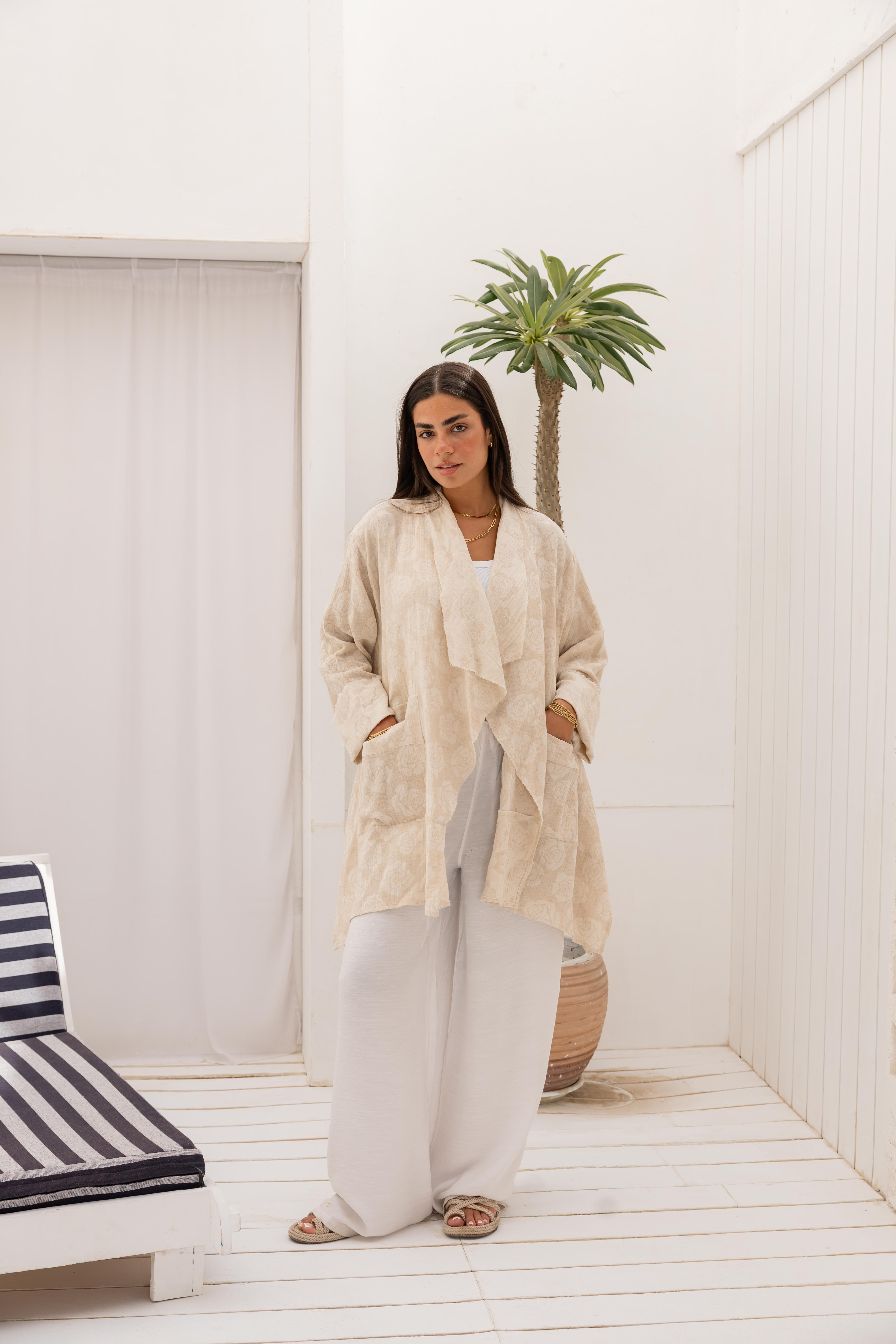 Roselle linen kimono