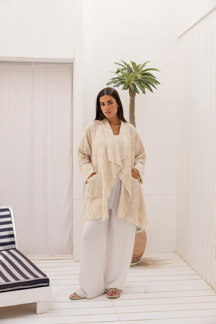 Roselle linen kimono