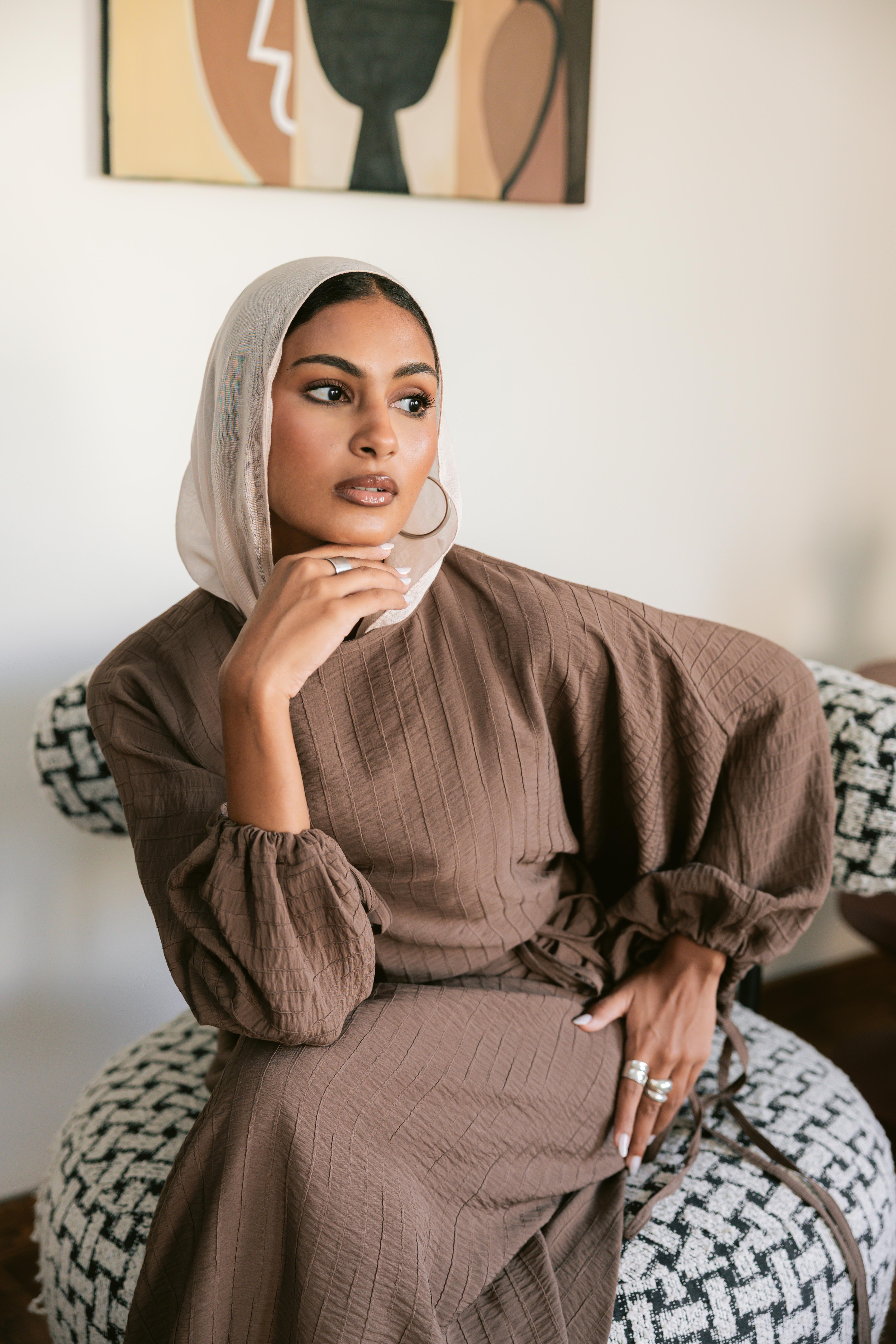 Drawstring dress in Brown