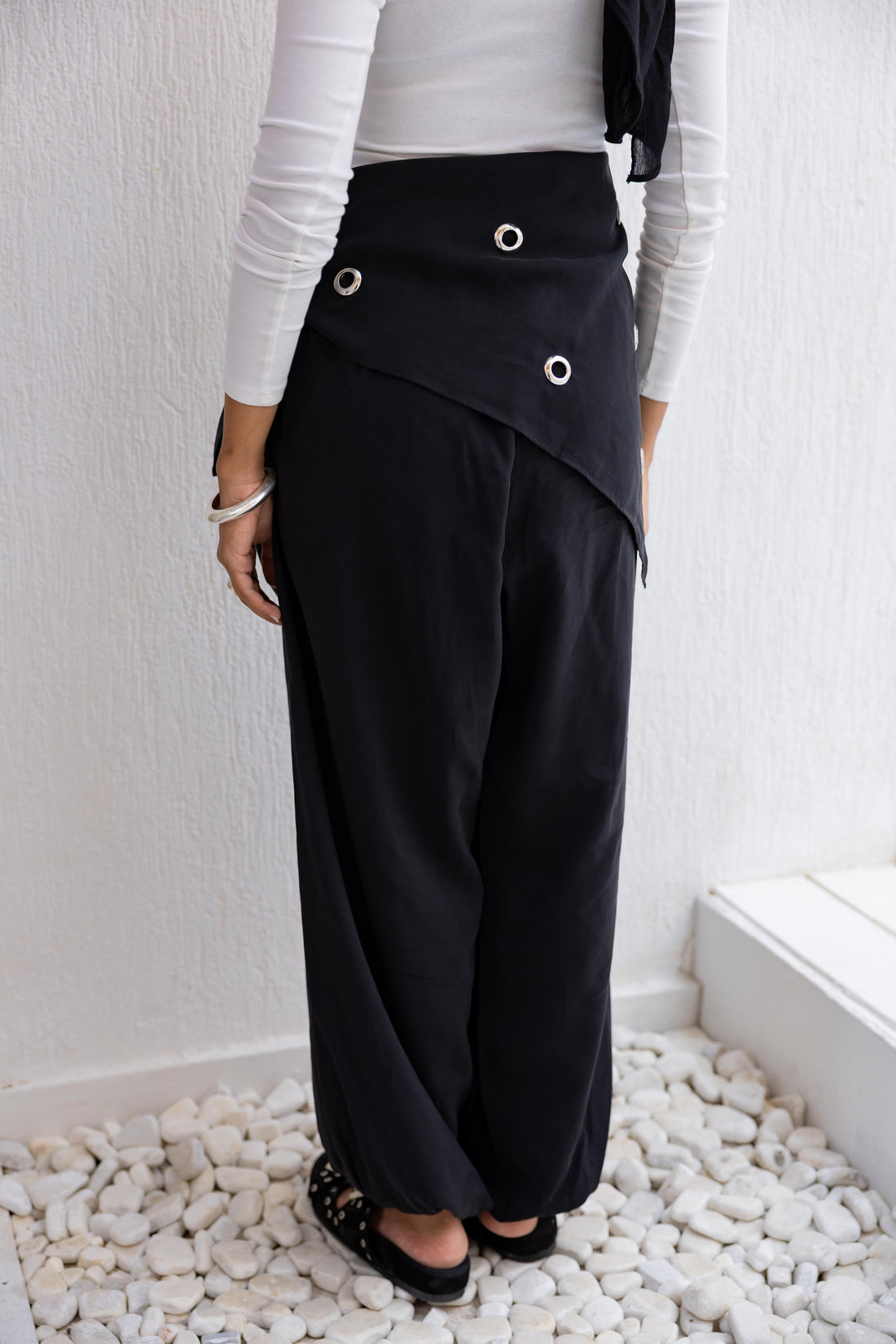 Eyelet wrap pants in Black (Pre-Order 10 days)