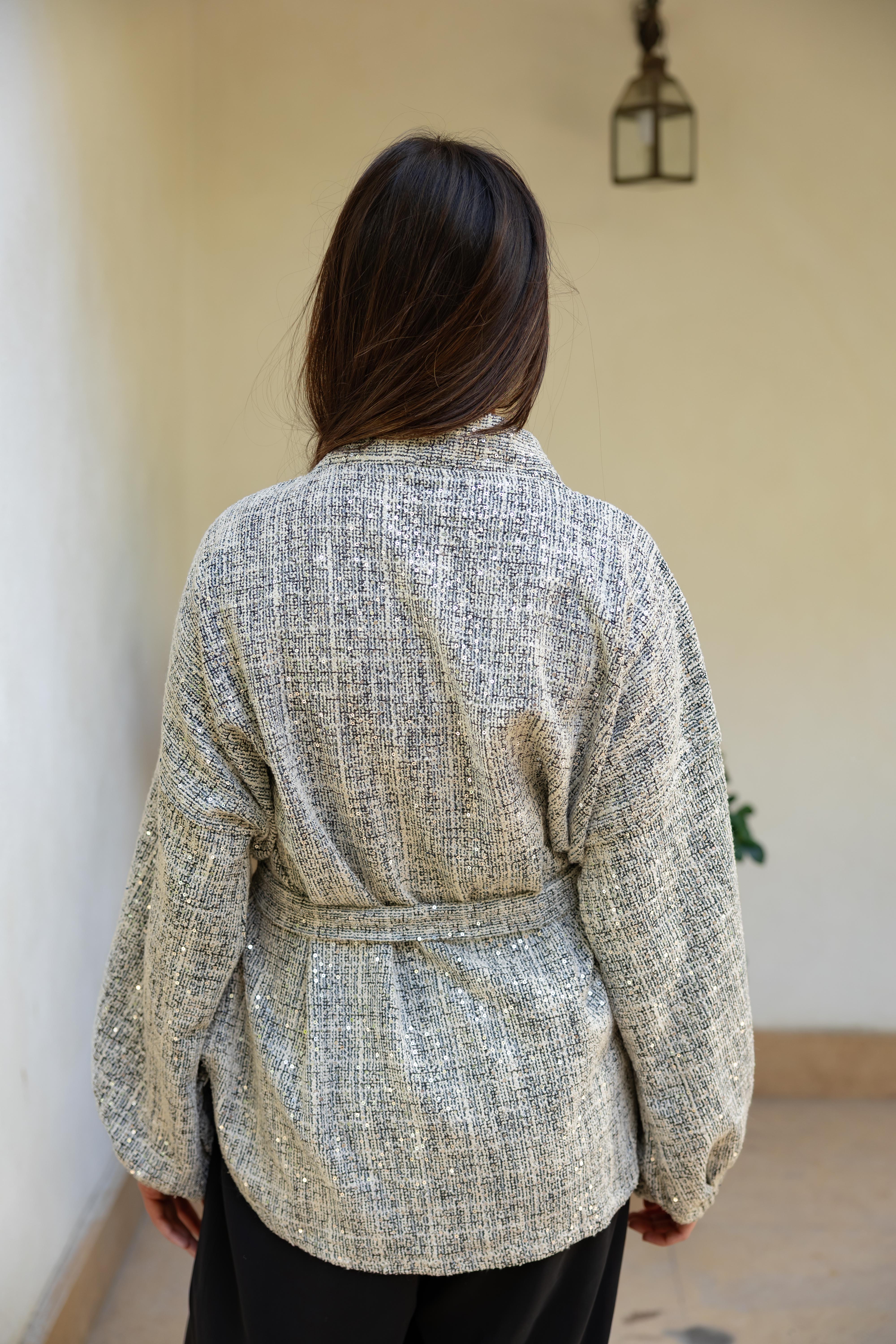 Sequin Tweed kimono