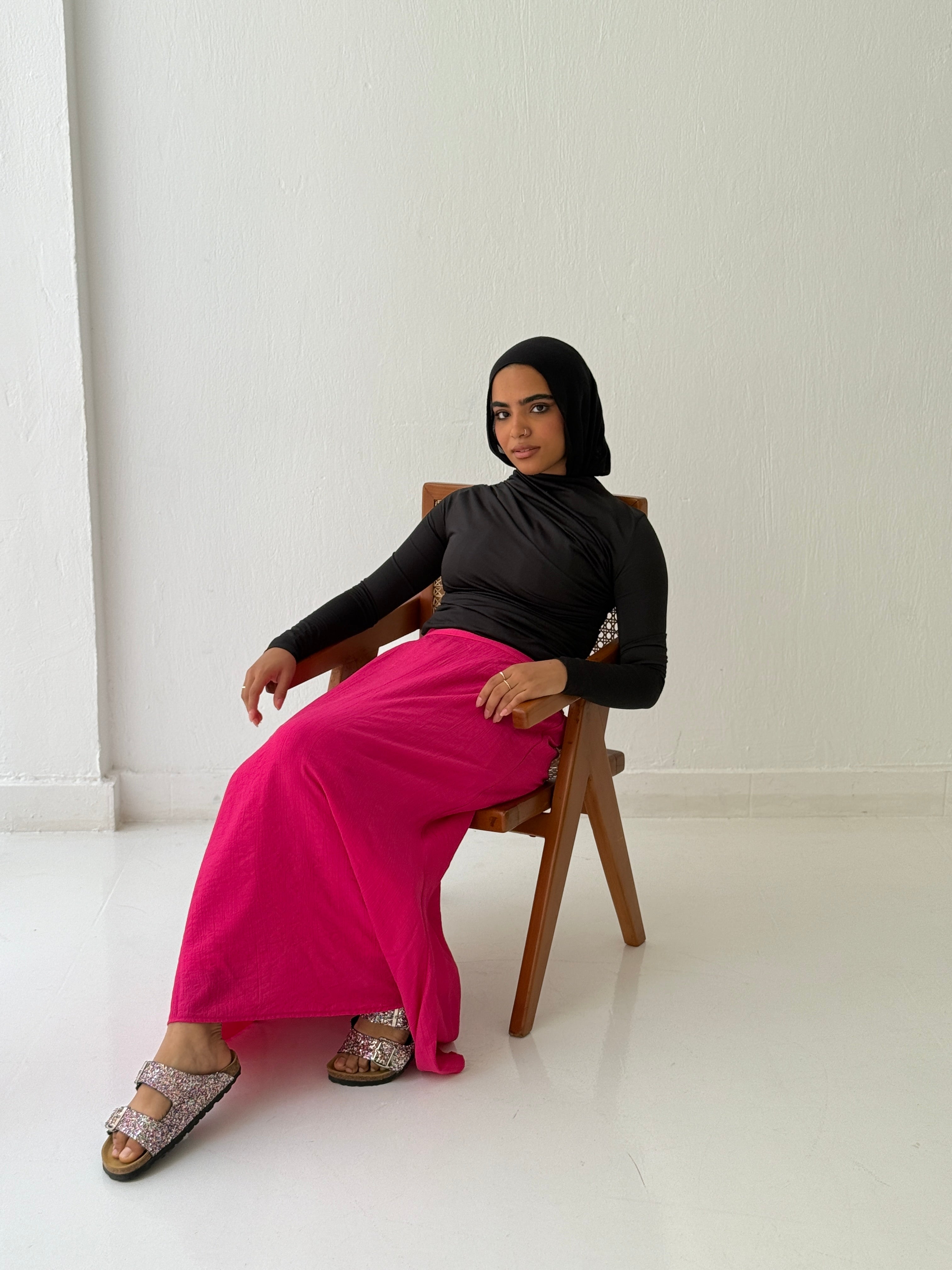 Fuchsia Crushed Skirt