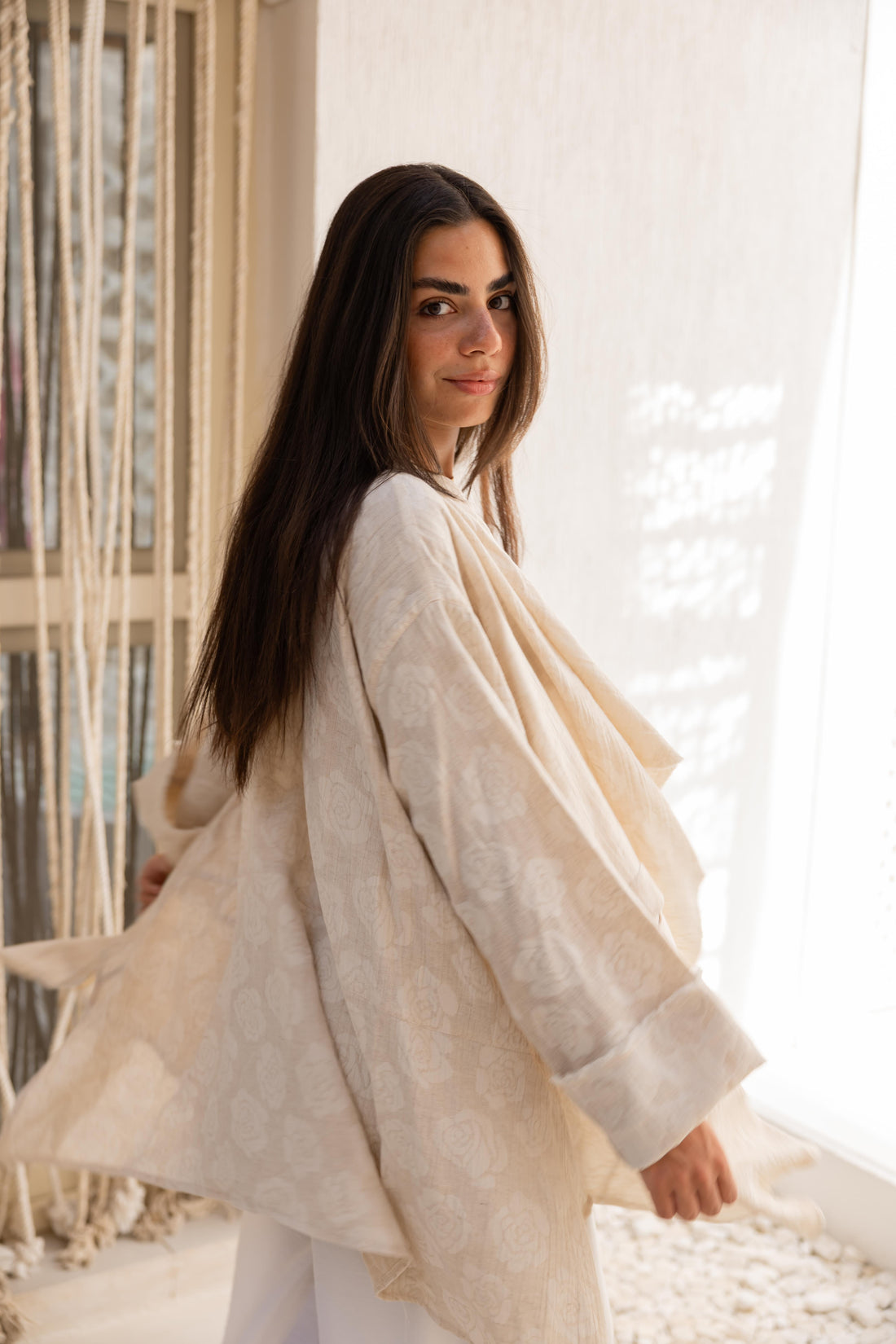 Roselle linen kimono