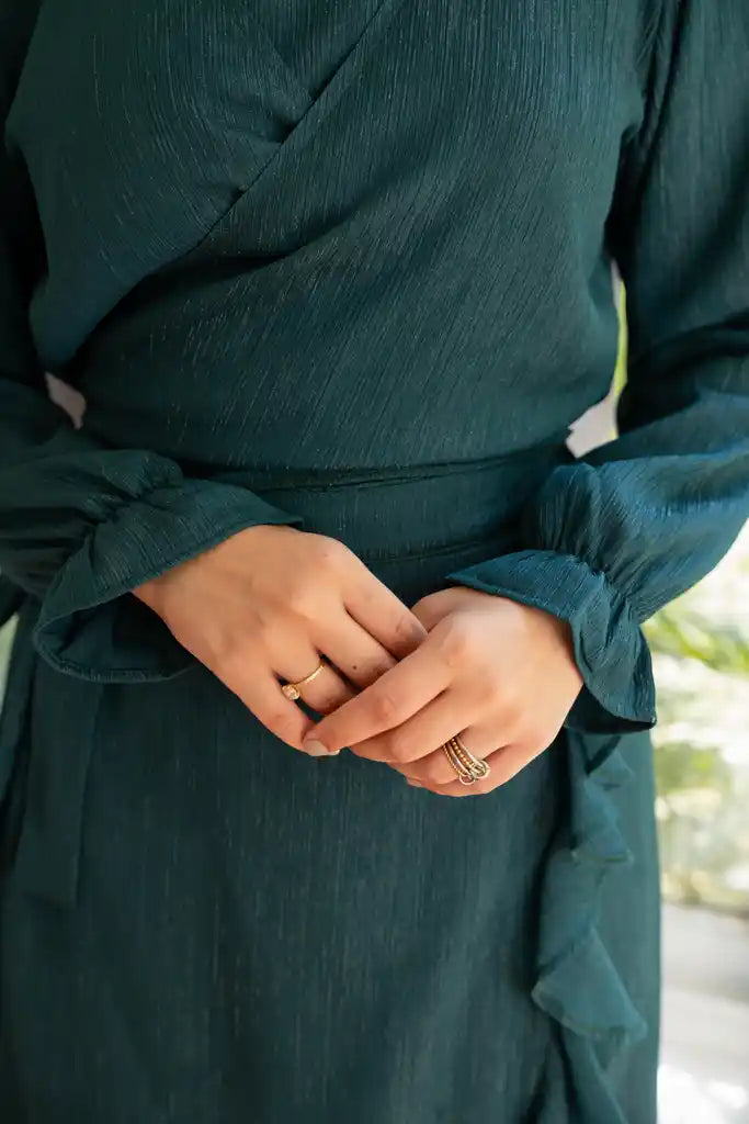 Ruffle wrap set in Teal + Skirt liner