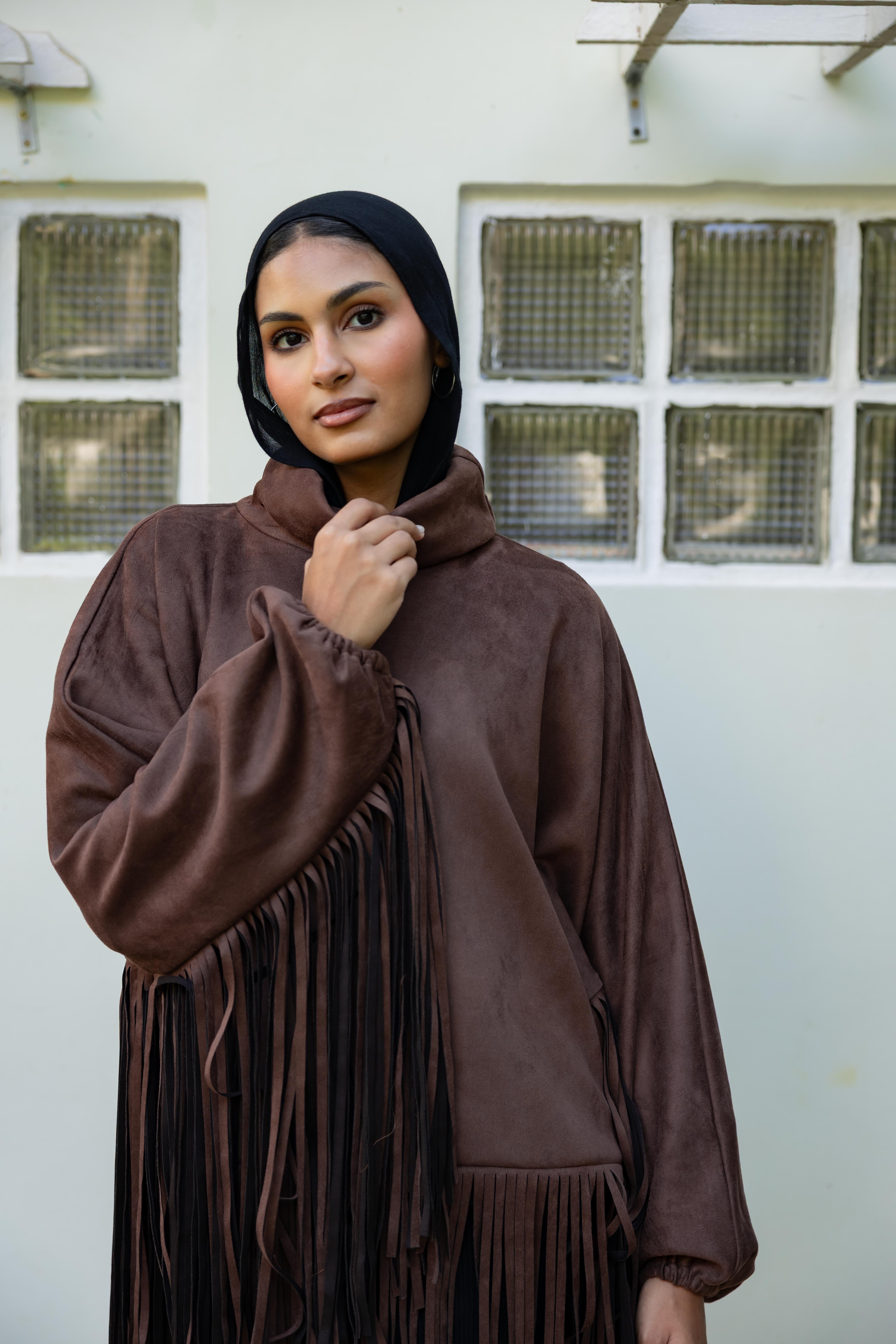 Suede Fringes top in Brown