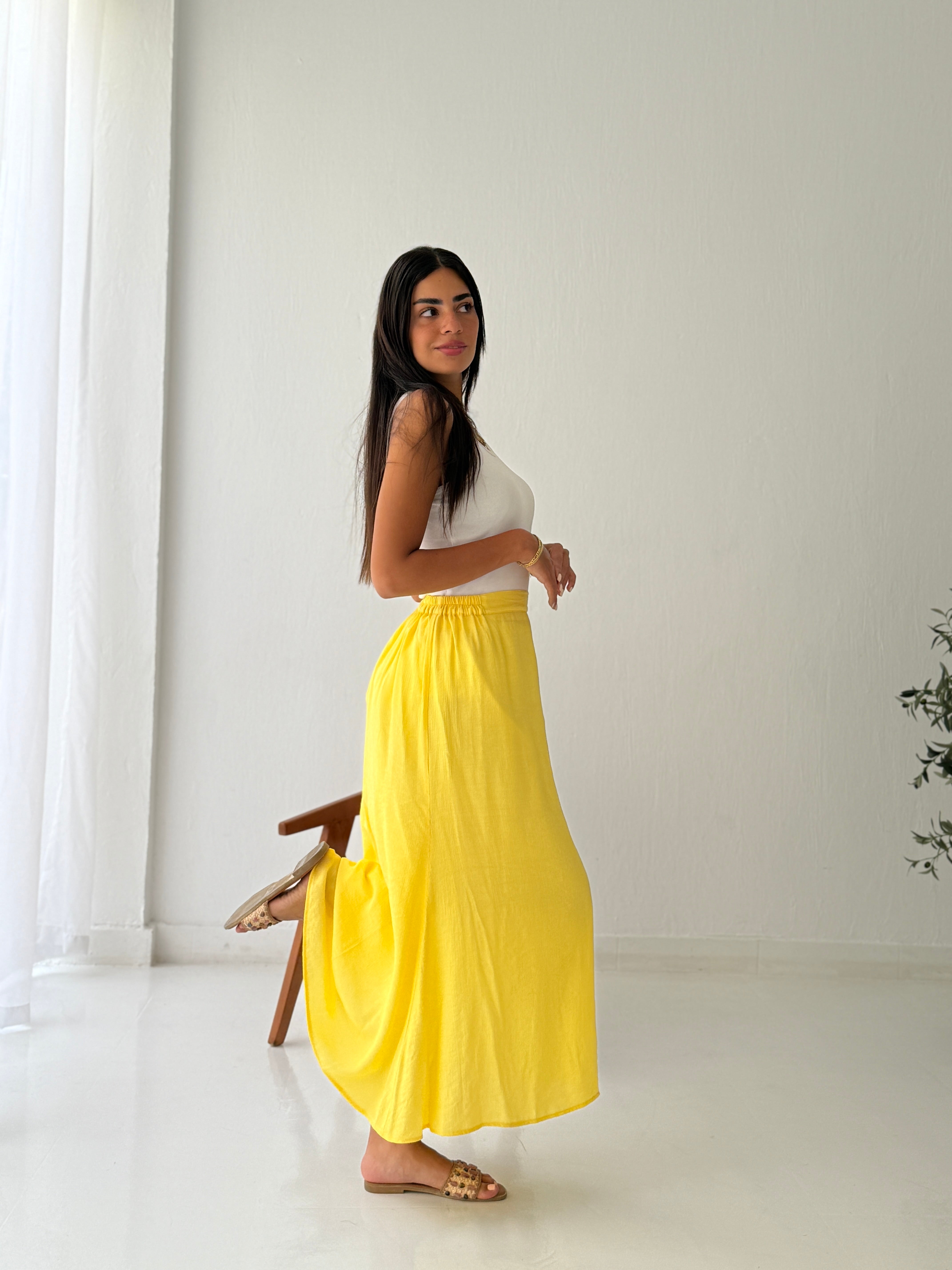 Yellow Crushed Skirt
