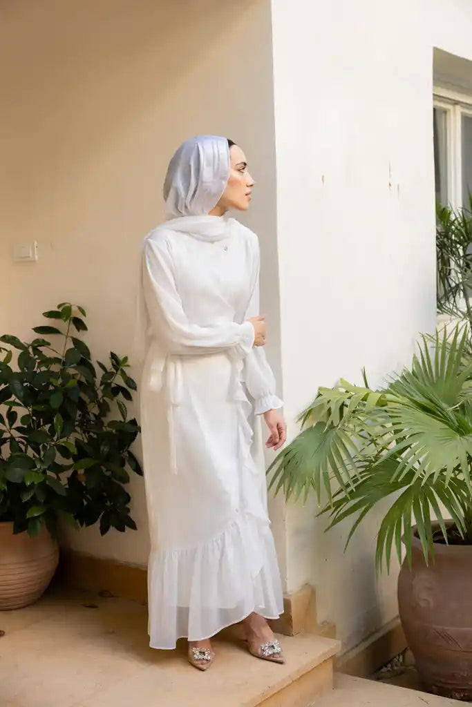 Ruffle wrap set in White + Skirt liner
