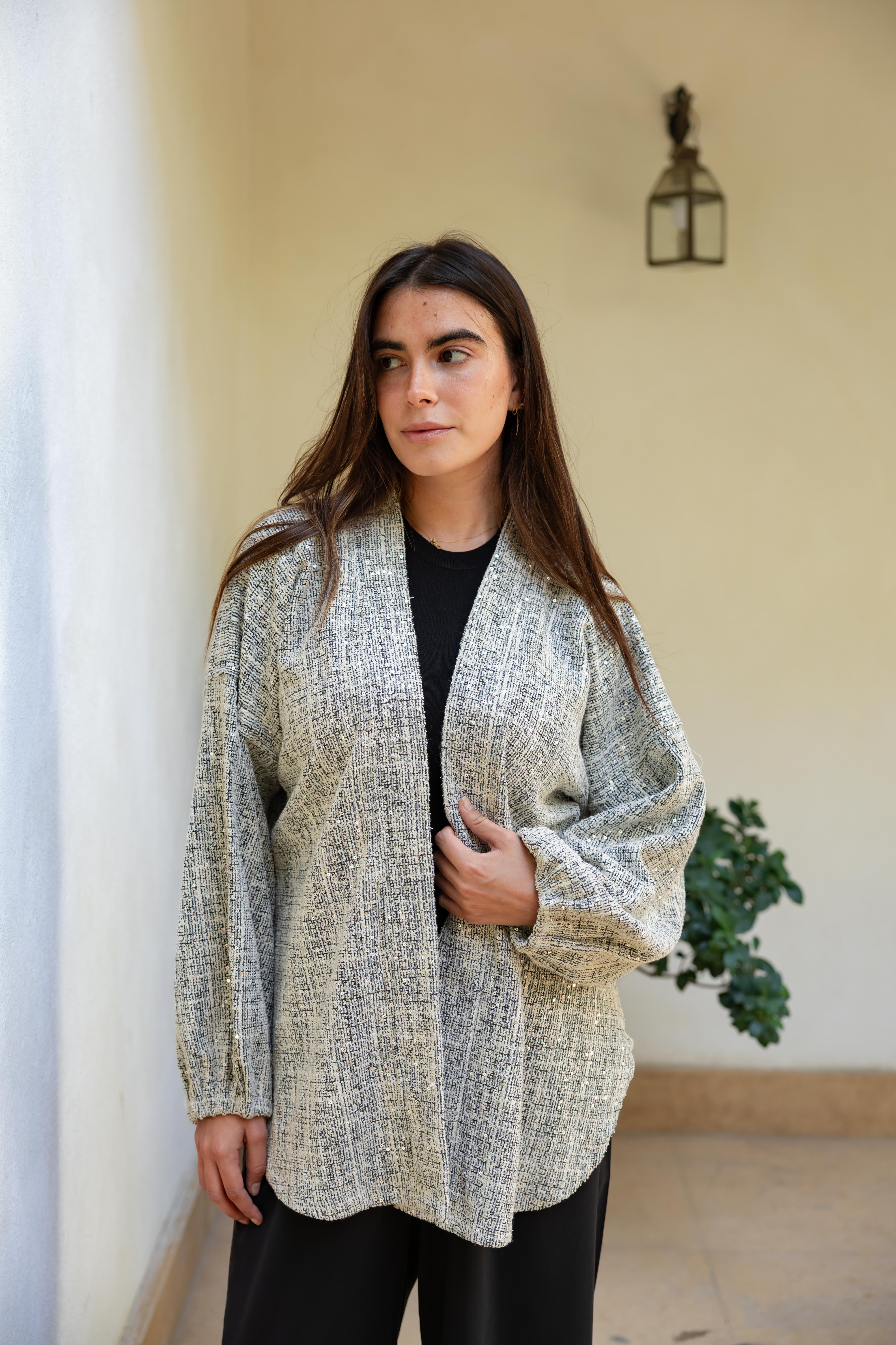 Sequin Tweed kimono