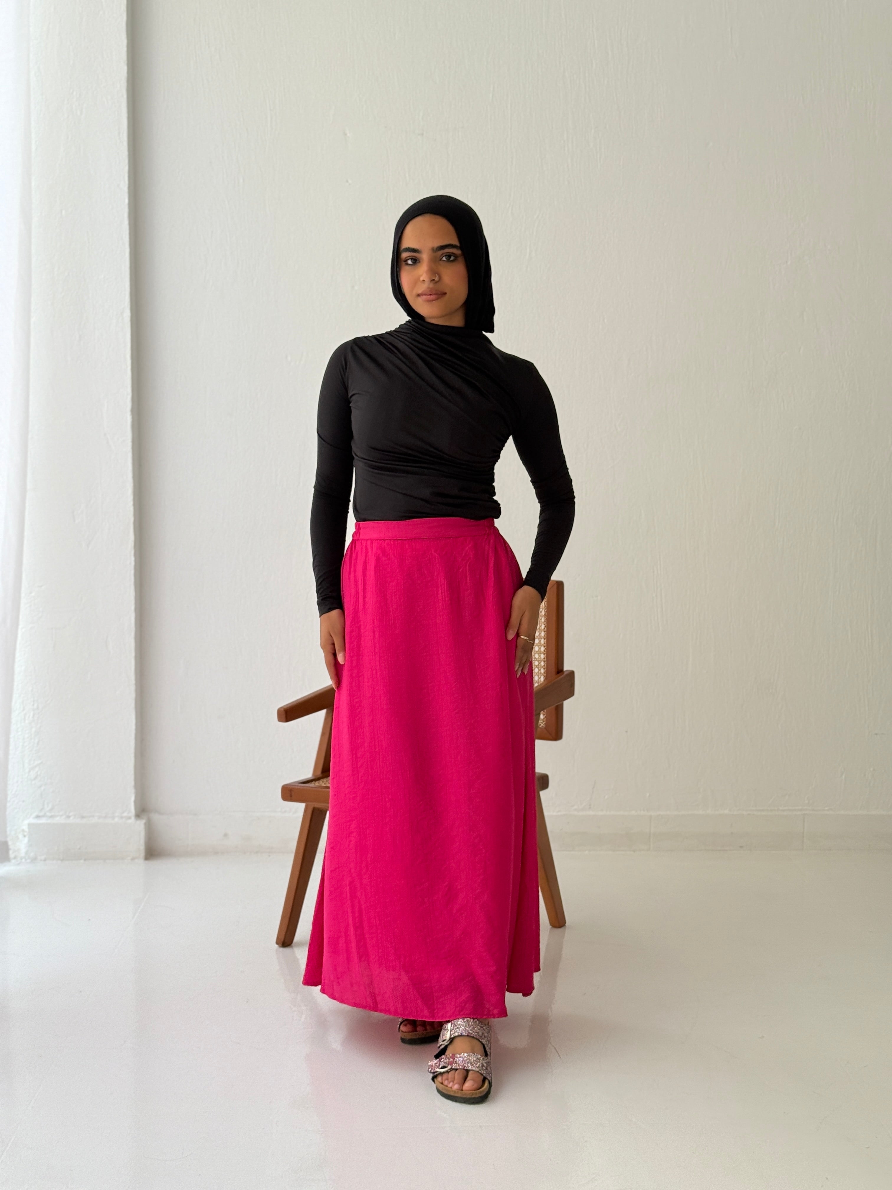 Fuchsia Crushed Skirt