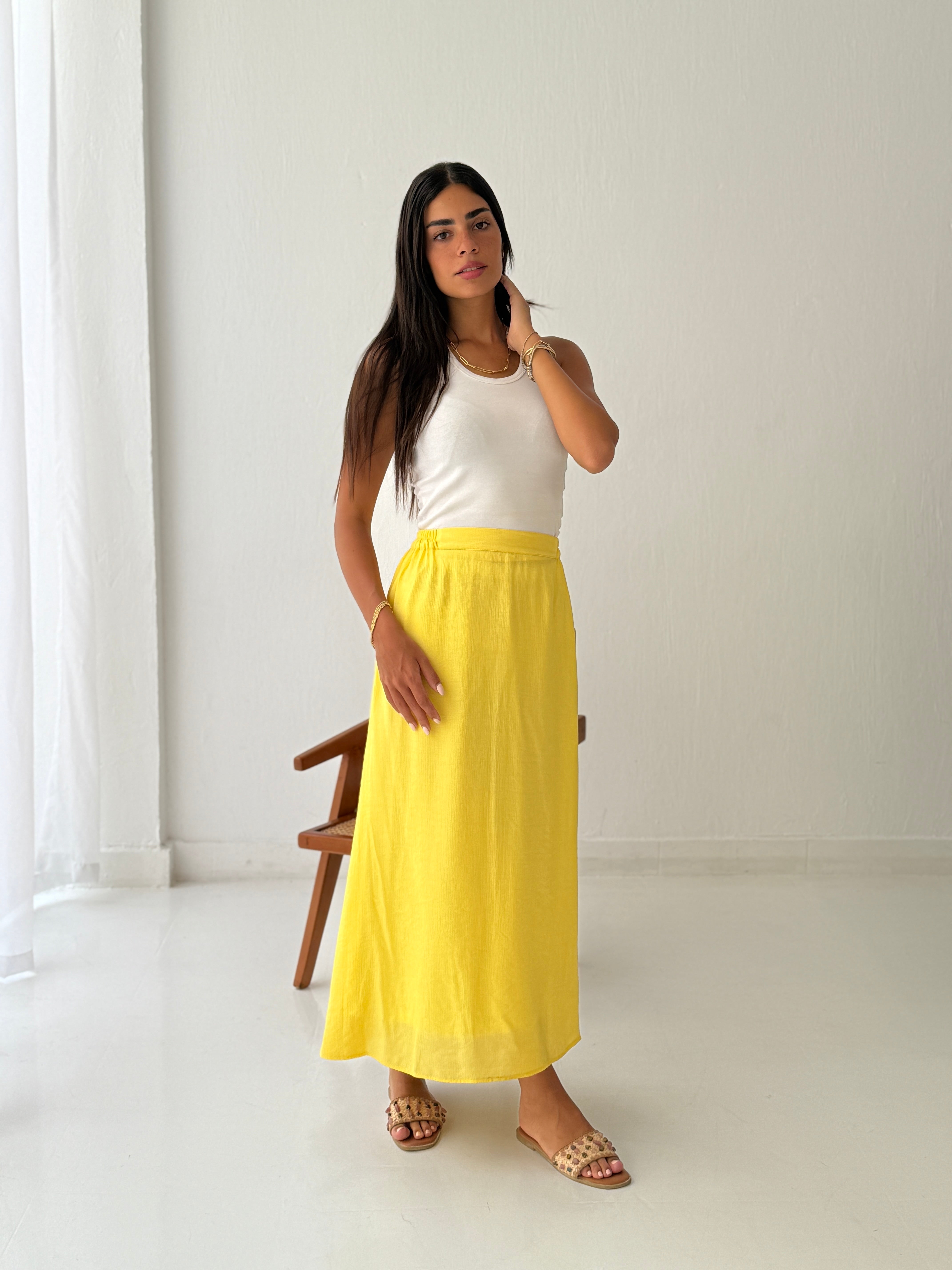 Yellow Crushed Skirt