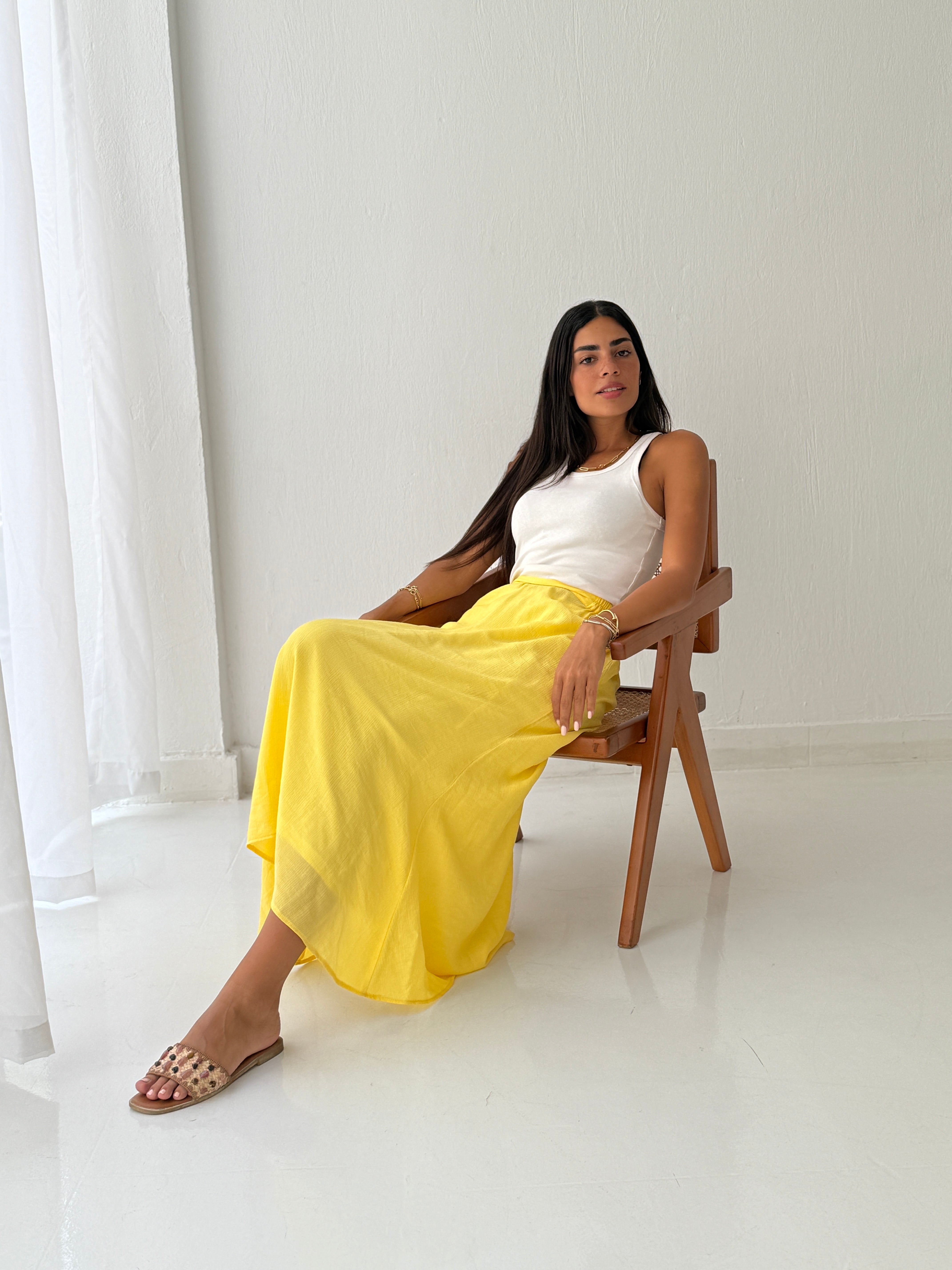 Yellow Crushed Skirt