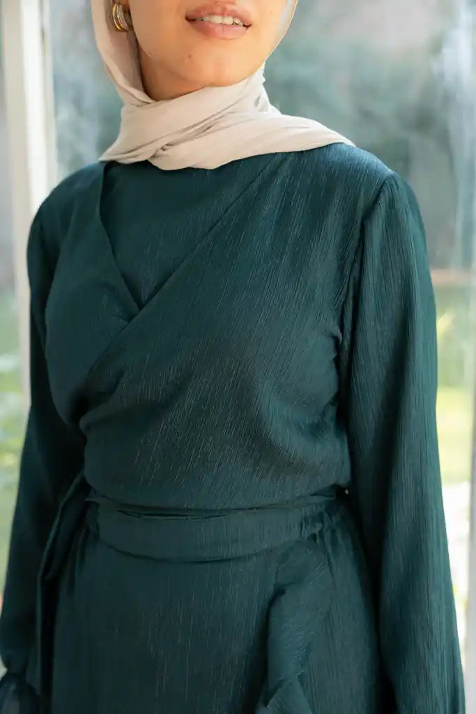 Ruffle wrap set in Teal + Skirt liner