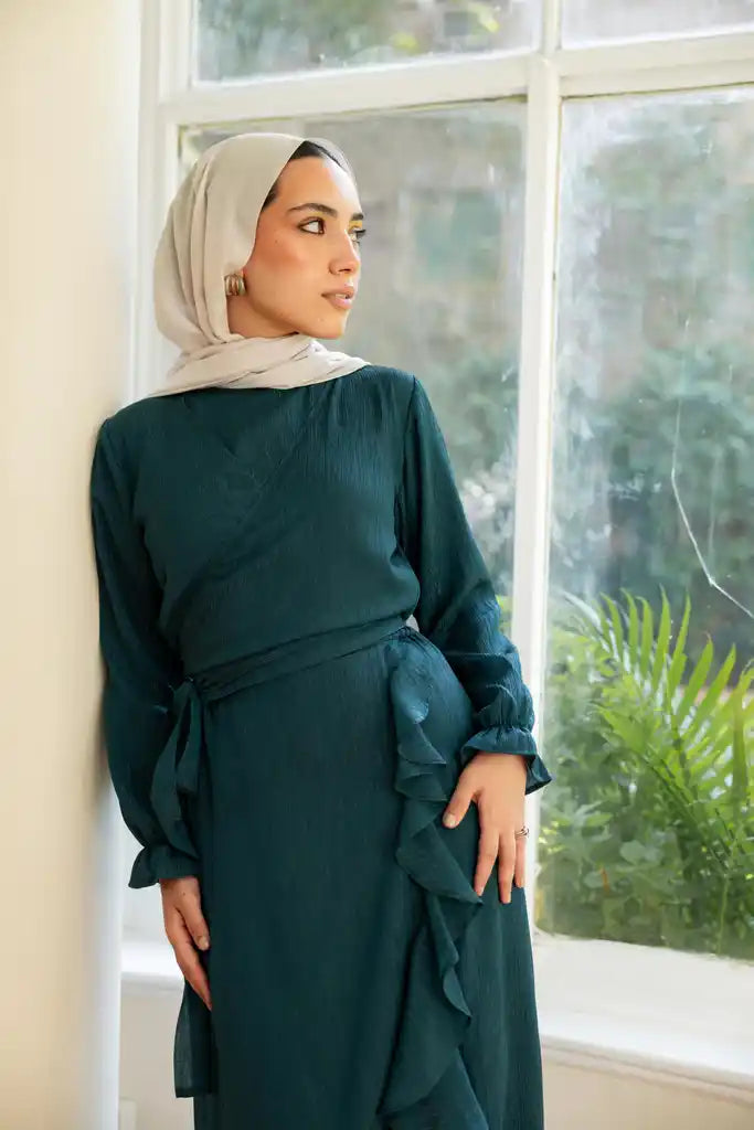 Ruffle wrap set in Teal + Skirt liner