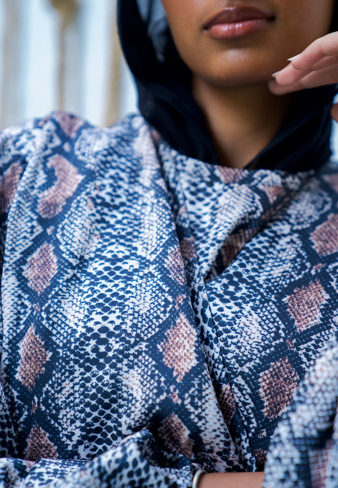 Snake satin wrap dress