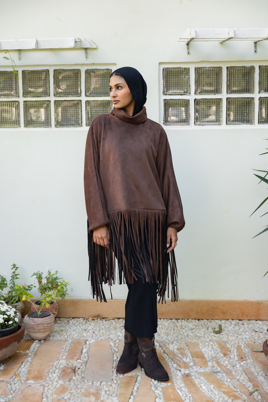 Suede Fringes top in Brown