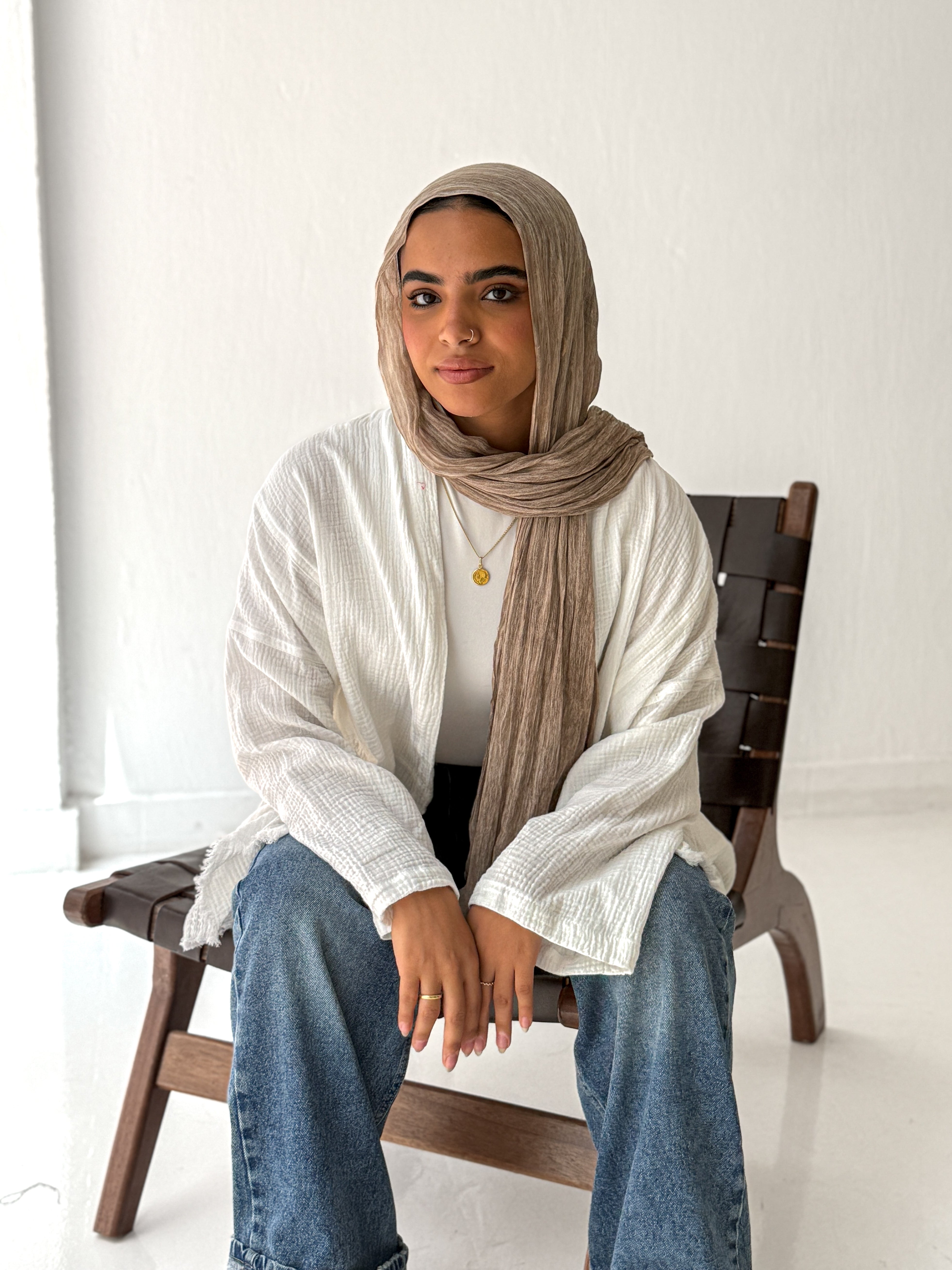 Cotton Fringed kimono in White