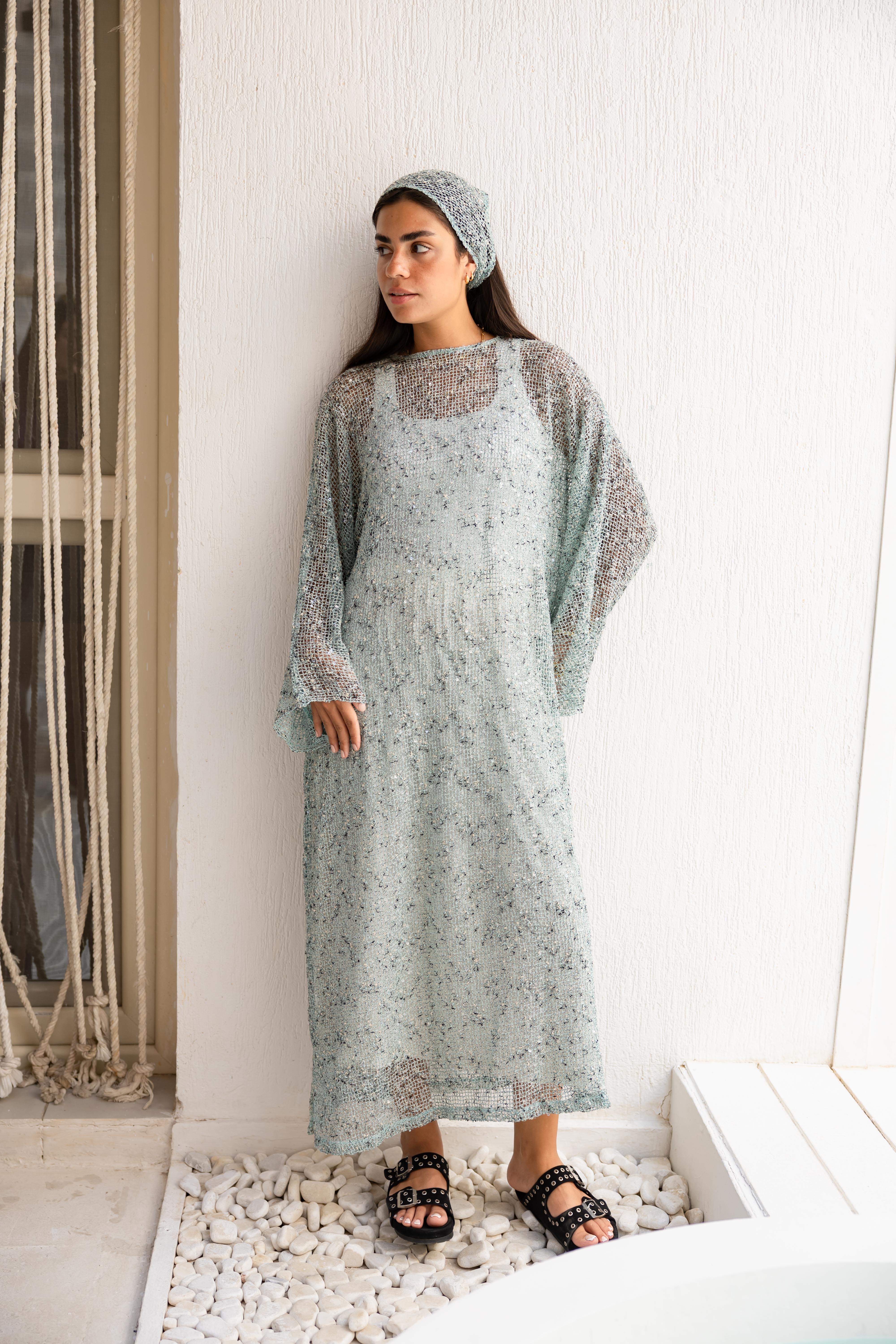 Maris Dress in Aqua blue