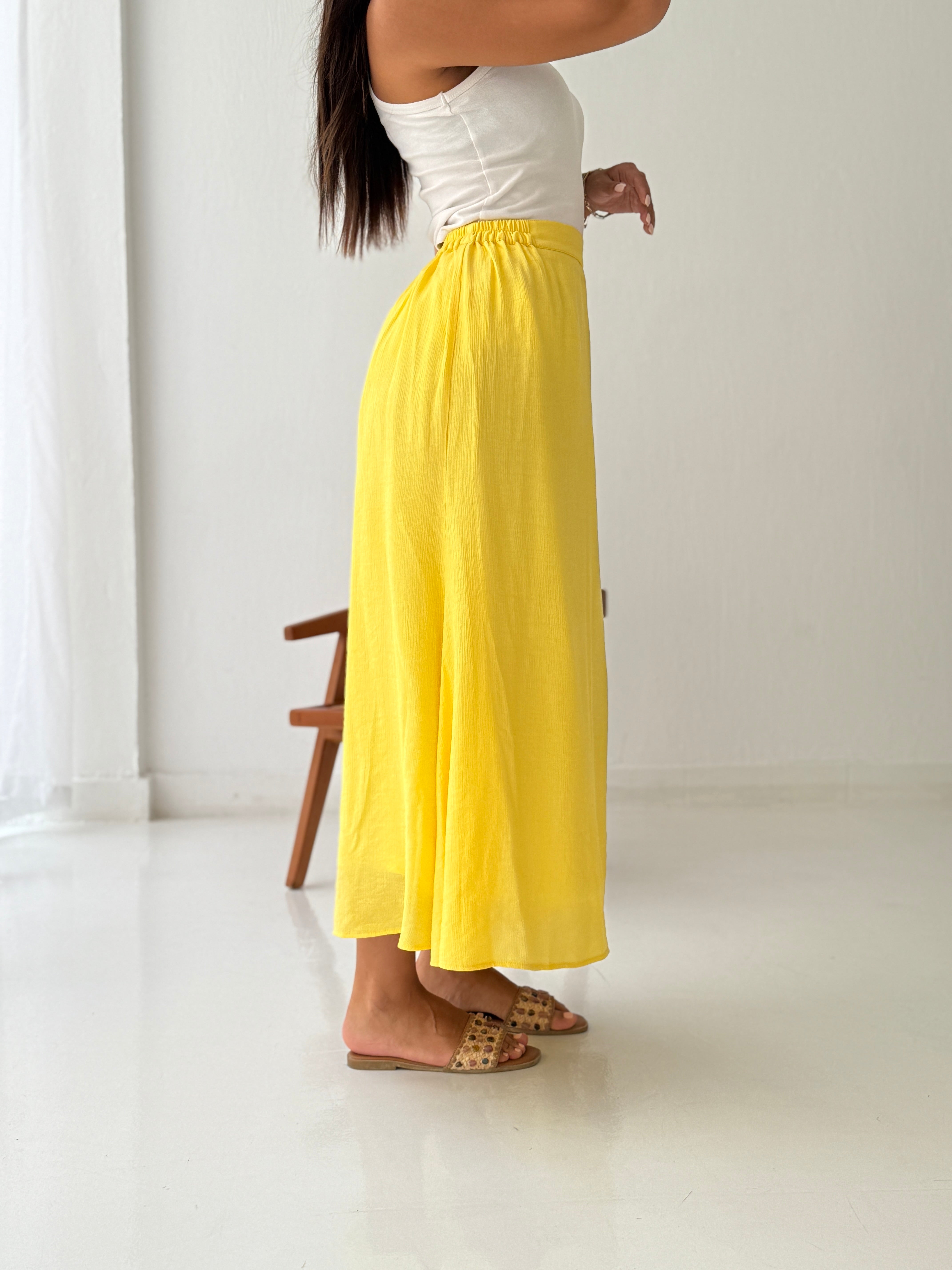 Yellow Crushed Skirt