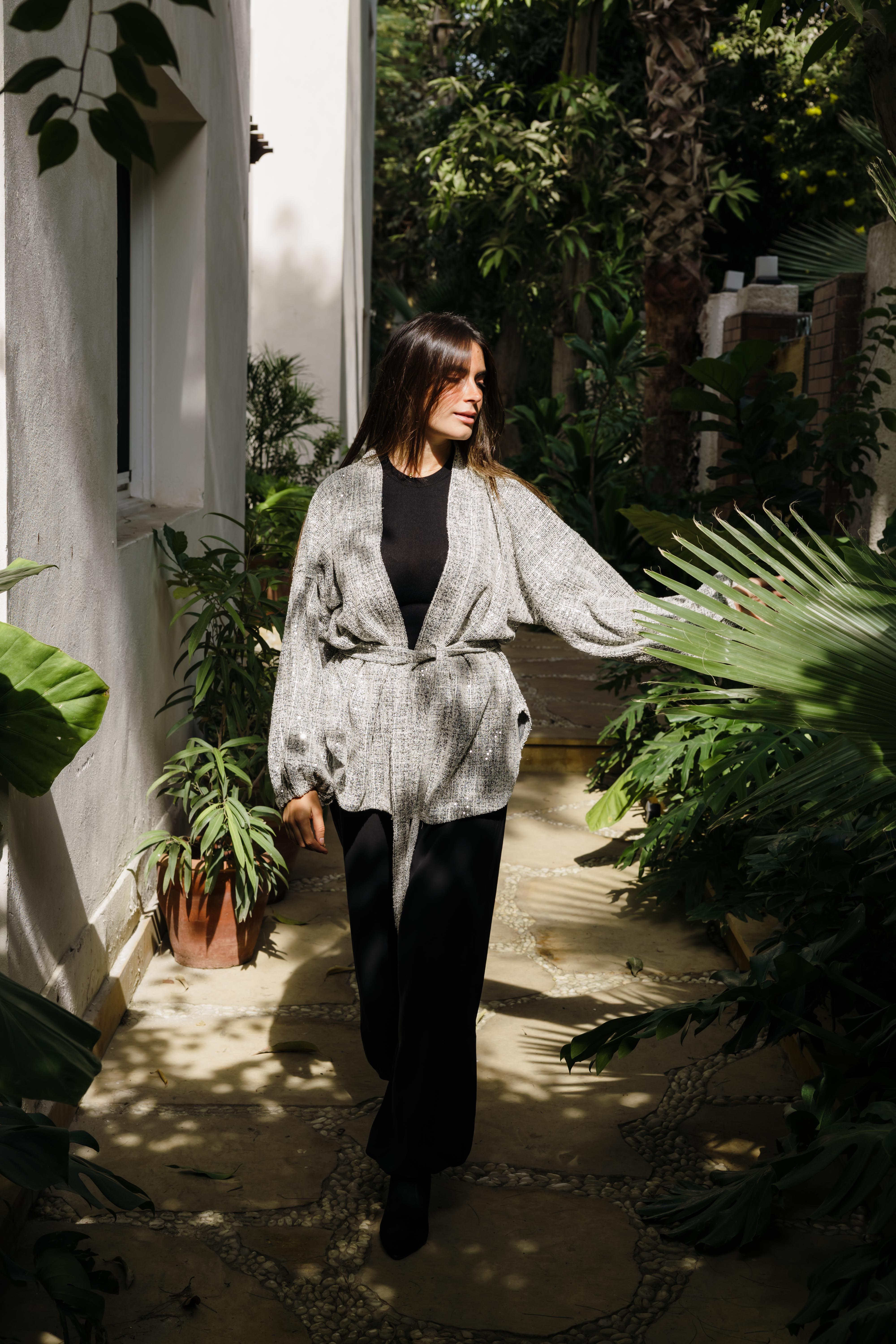Sequin Tweed kimono