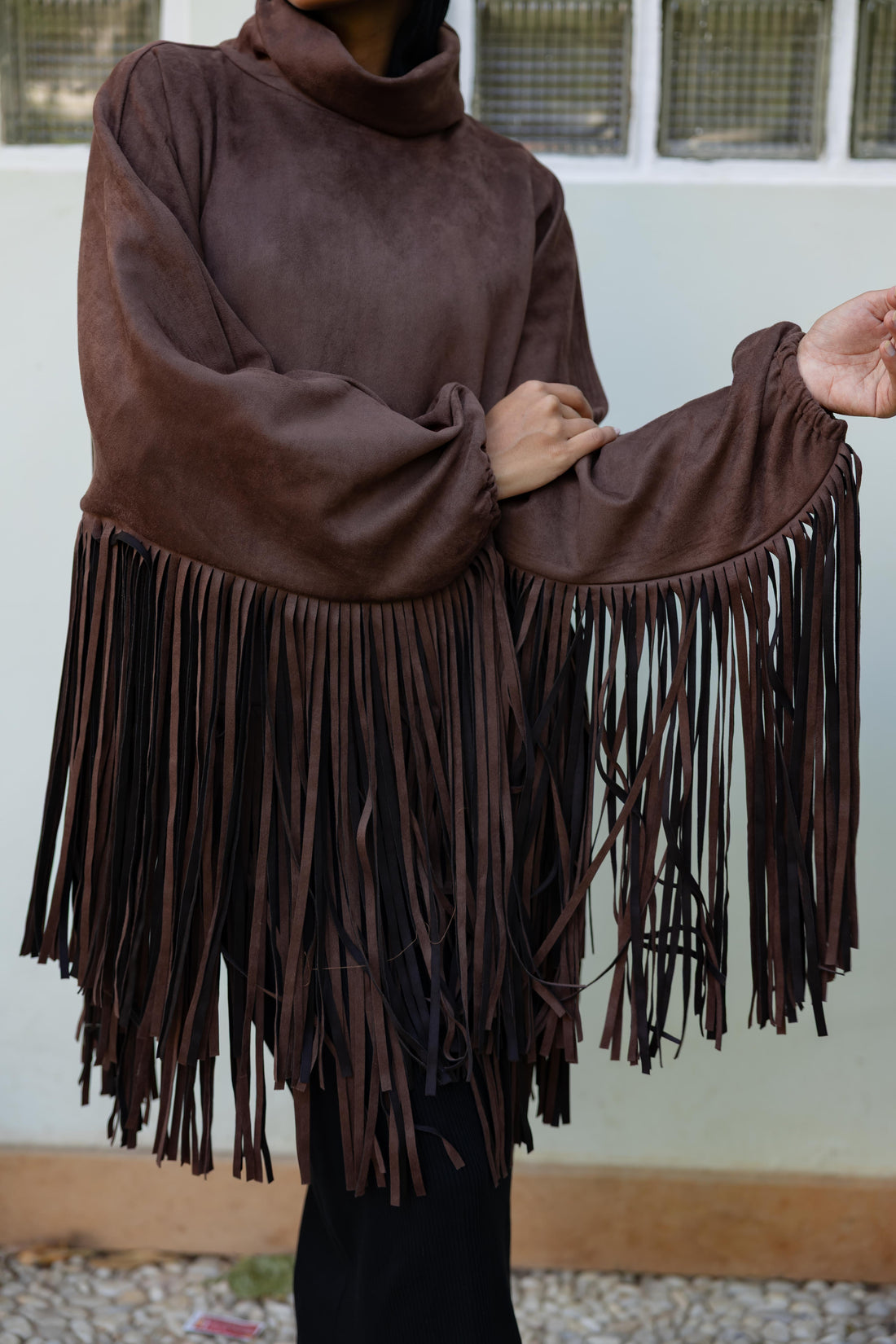 Suede Fringes top in Brown