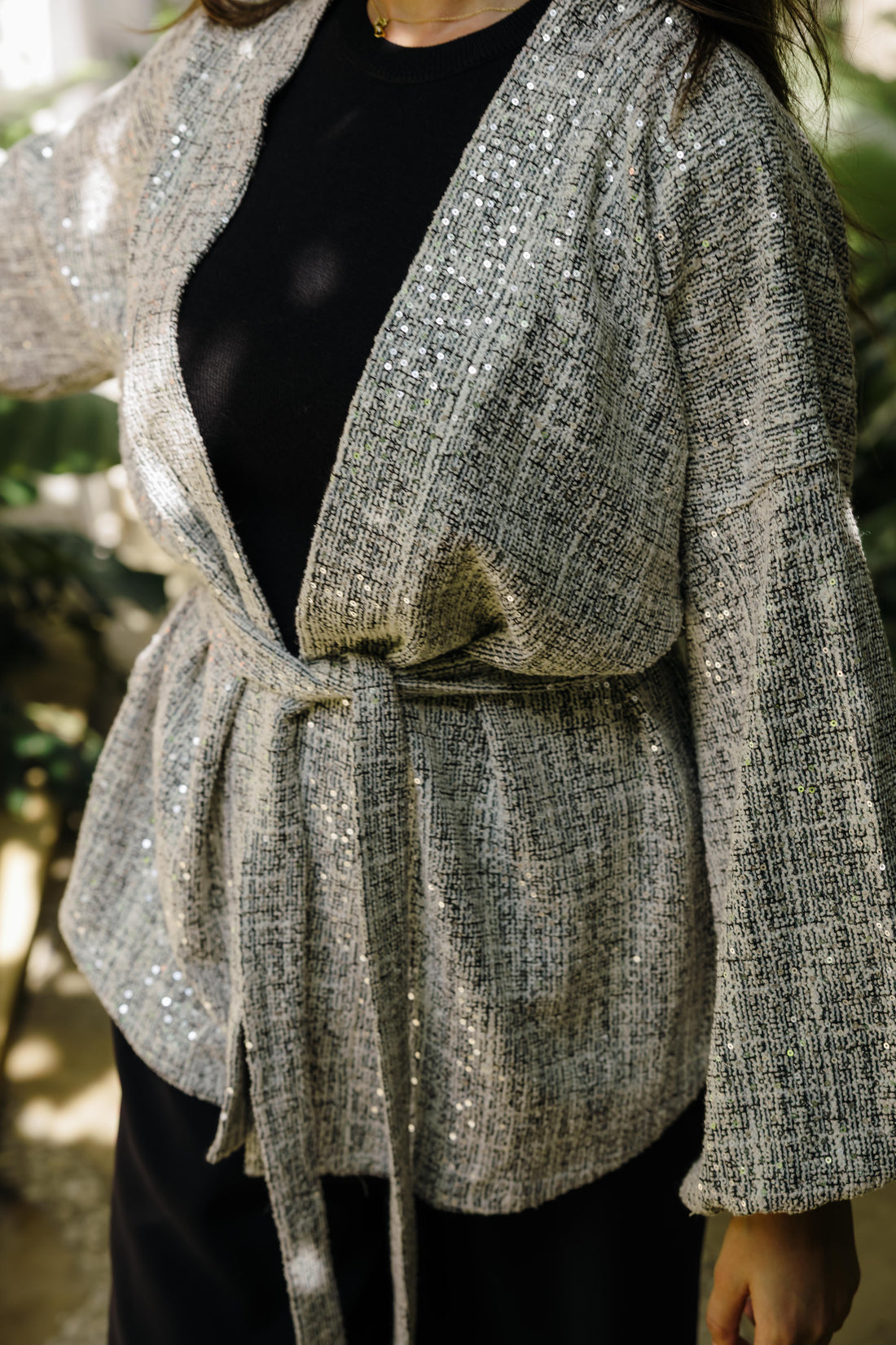 Sequin Tweed kimono