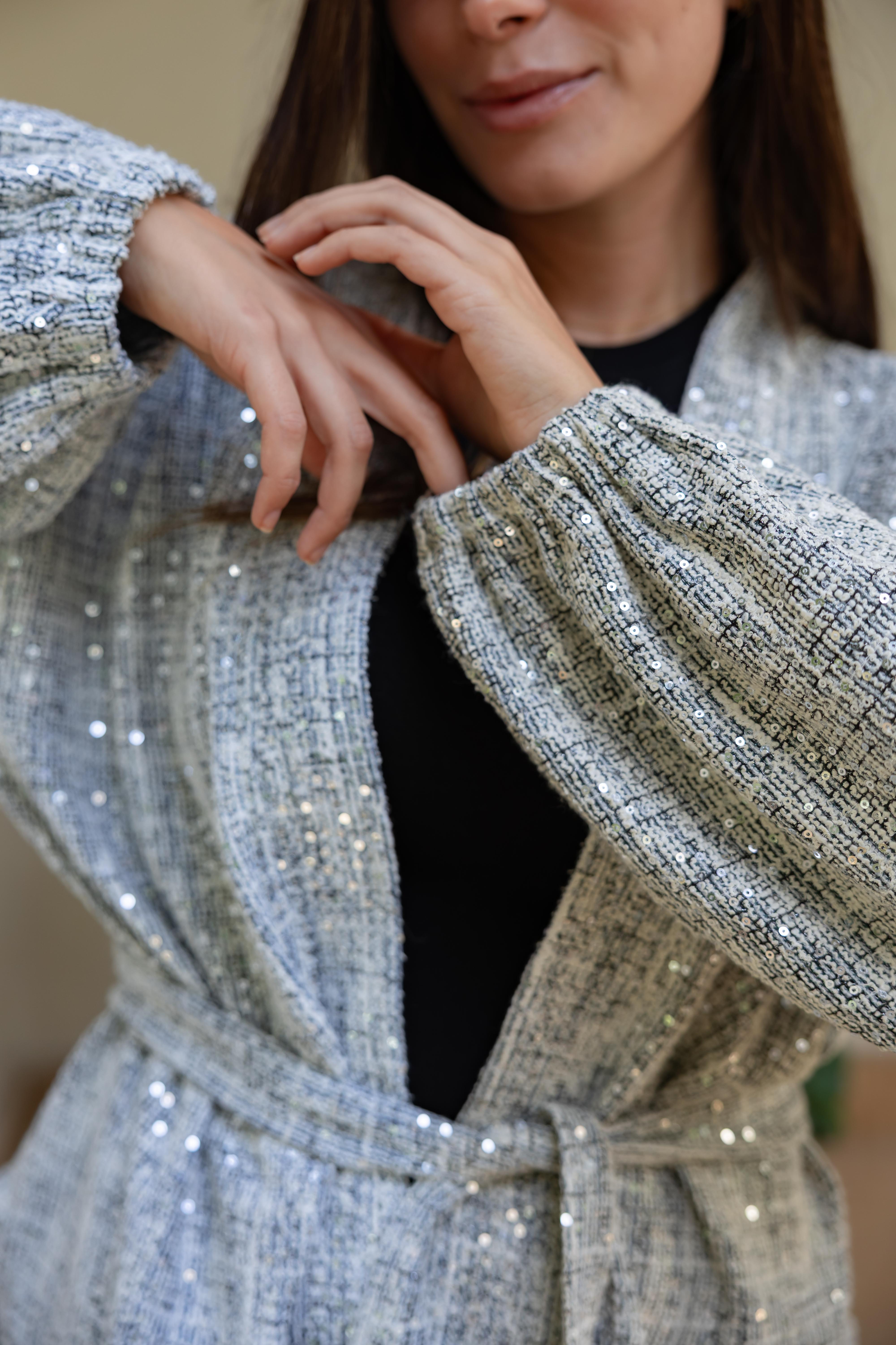 Sequin Tweed kimono