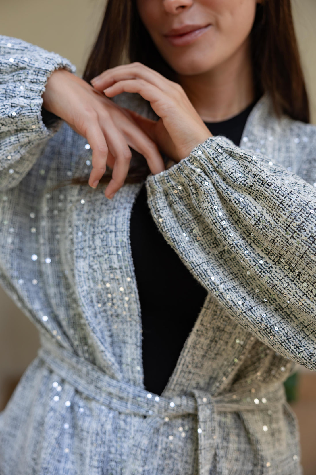 Sequin Tweed kimono