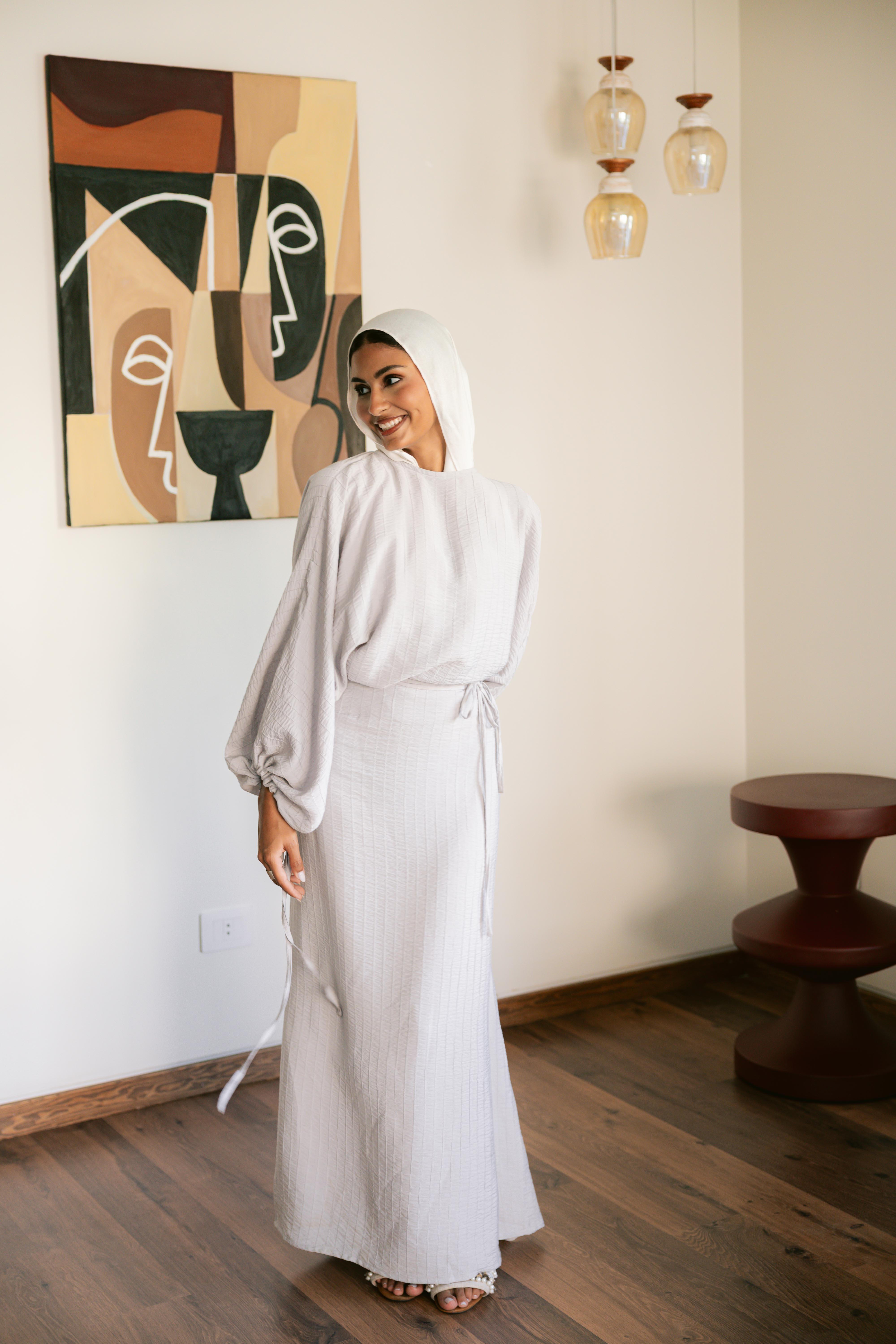 Drawstring dress in grey