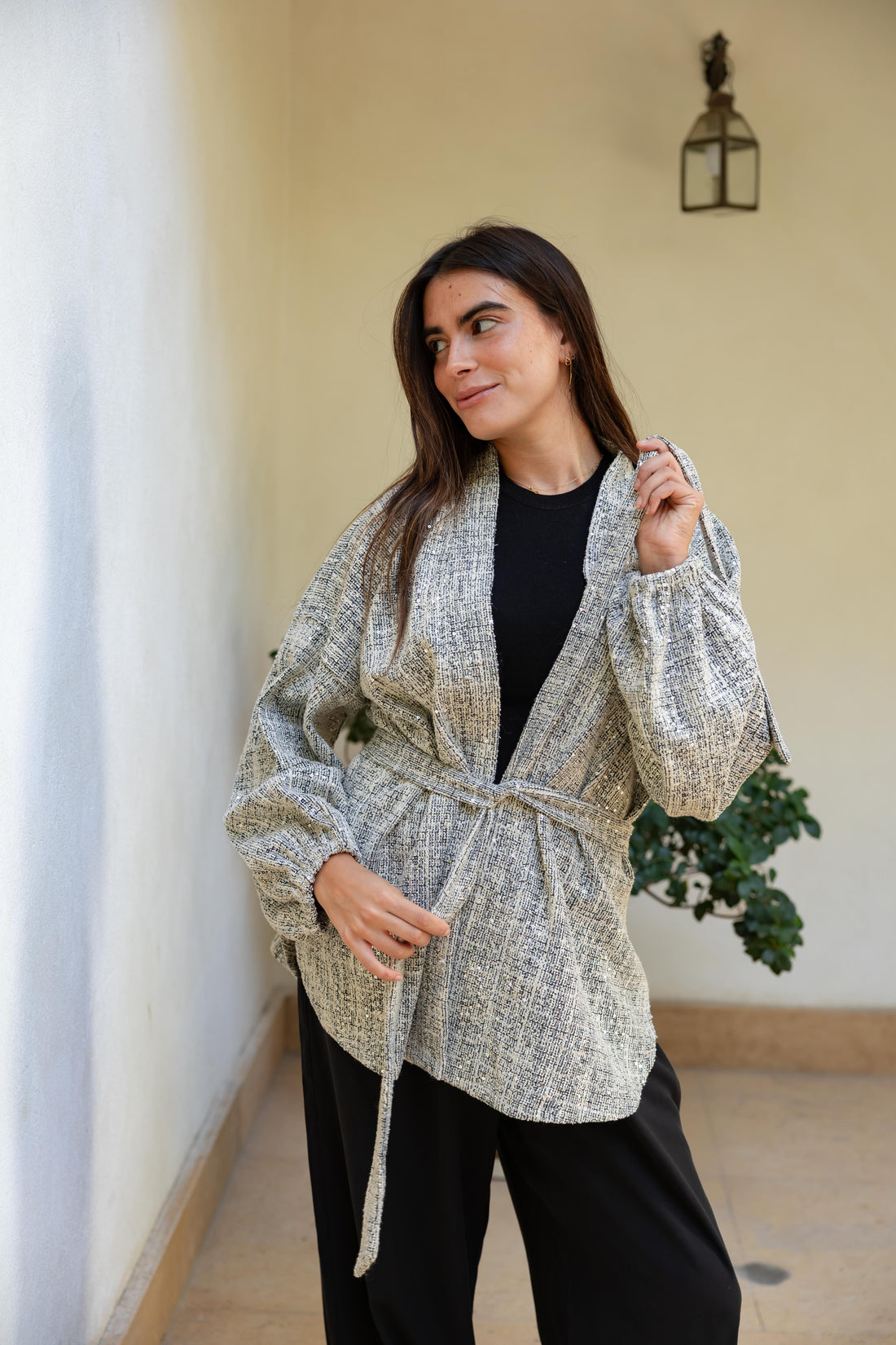 Sequin Tweed kimono