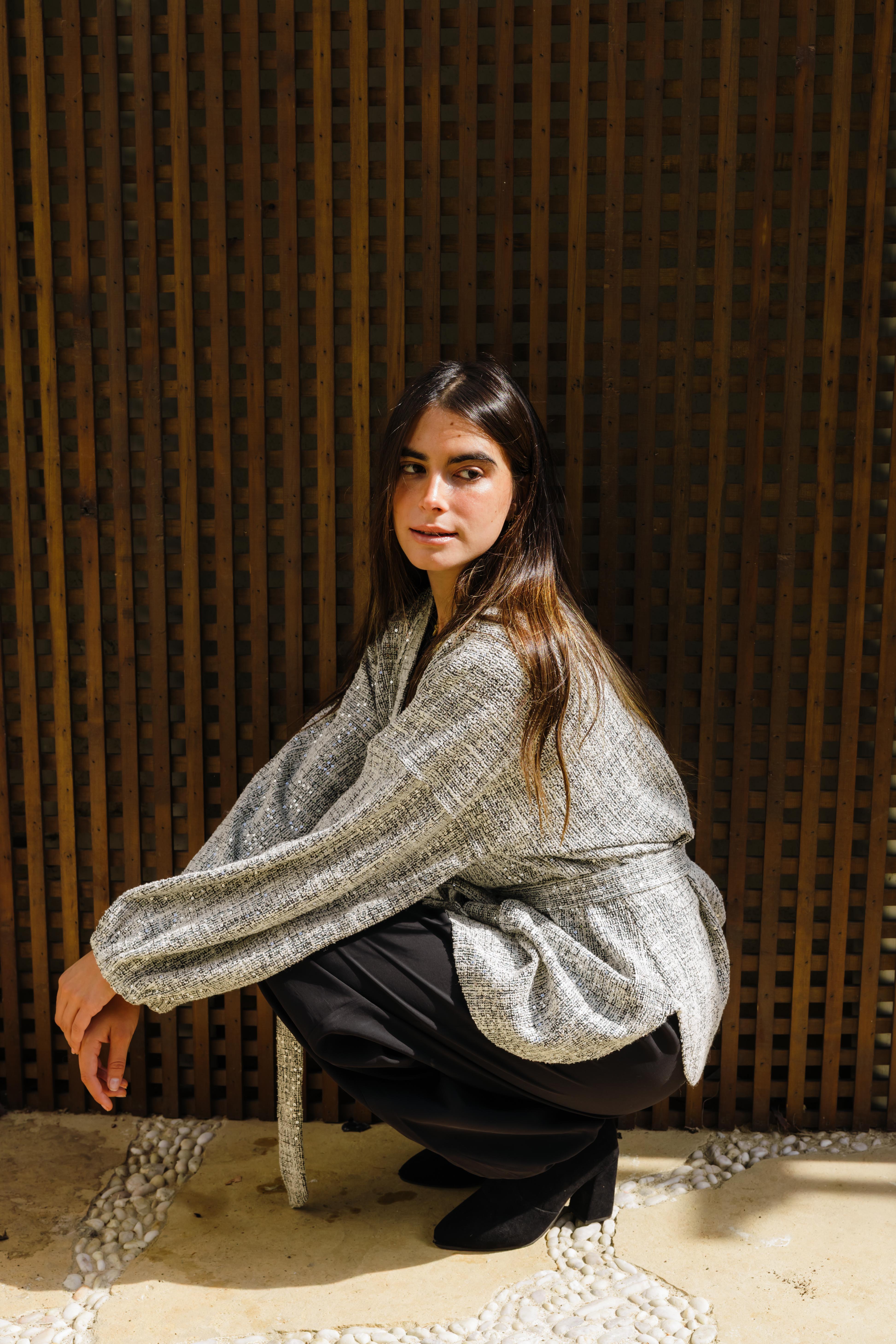 Sequin Tweed kimono