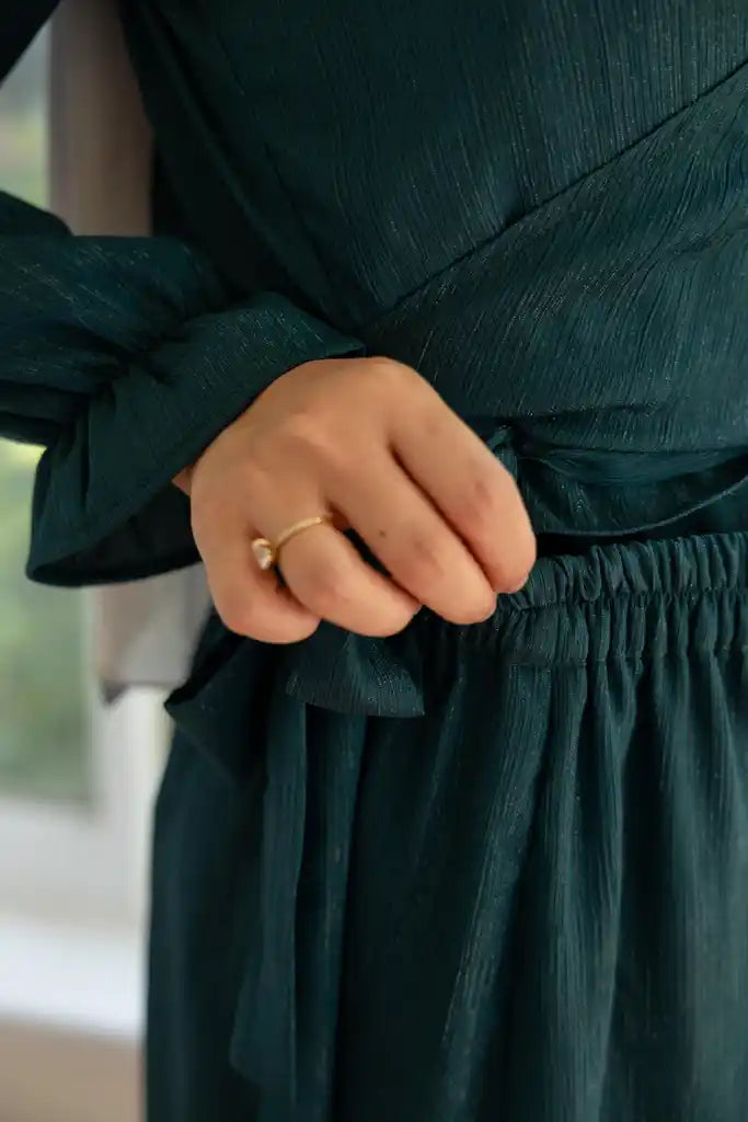 Ruffle wrap set in Teal + Skirt liner