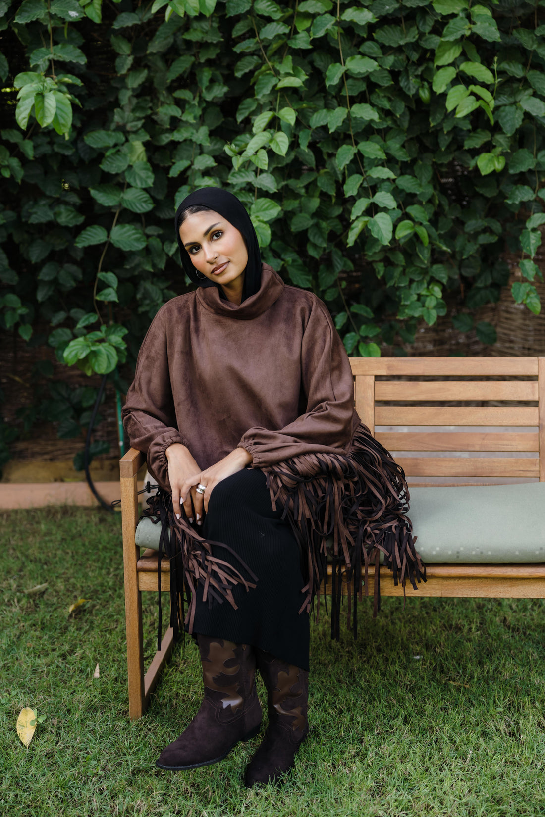 Suede Fringes top in Brown