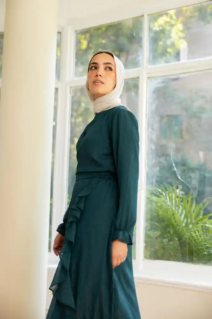 Ruffle wrap set in Teal + Skirt liner