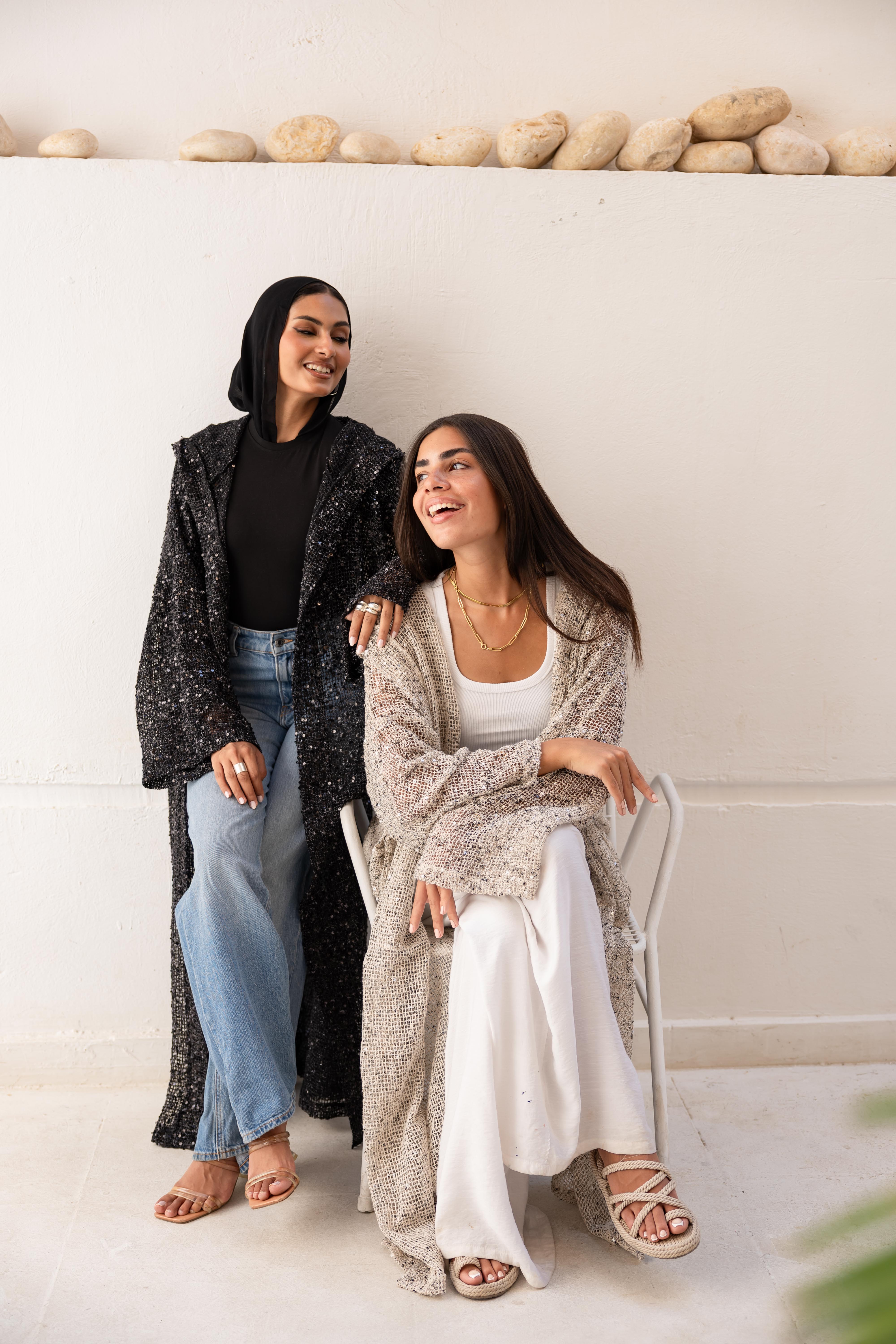 Halo hooded kimono in black