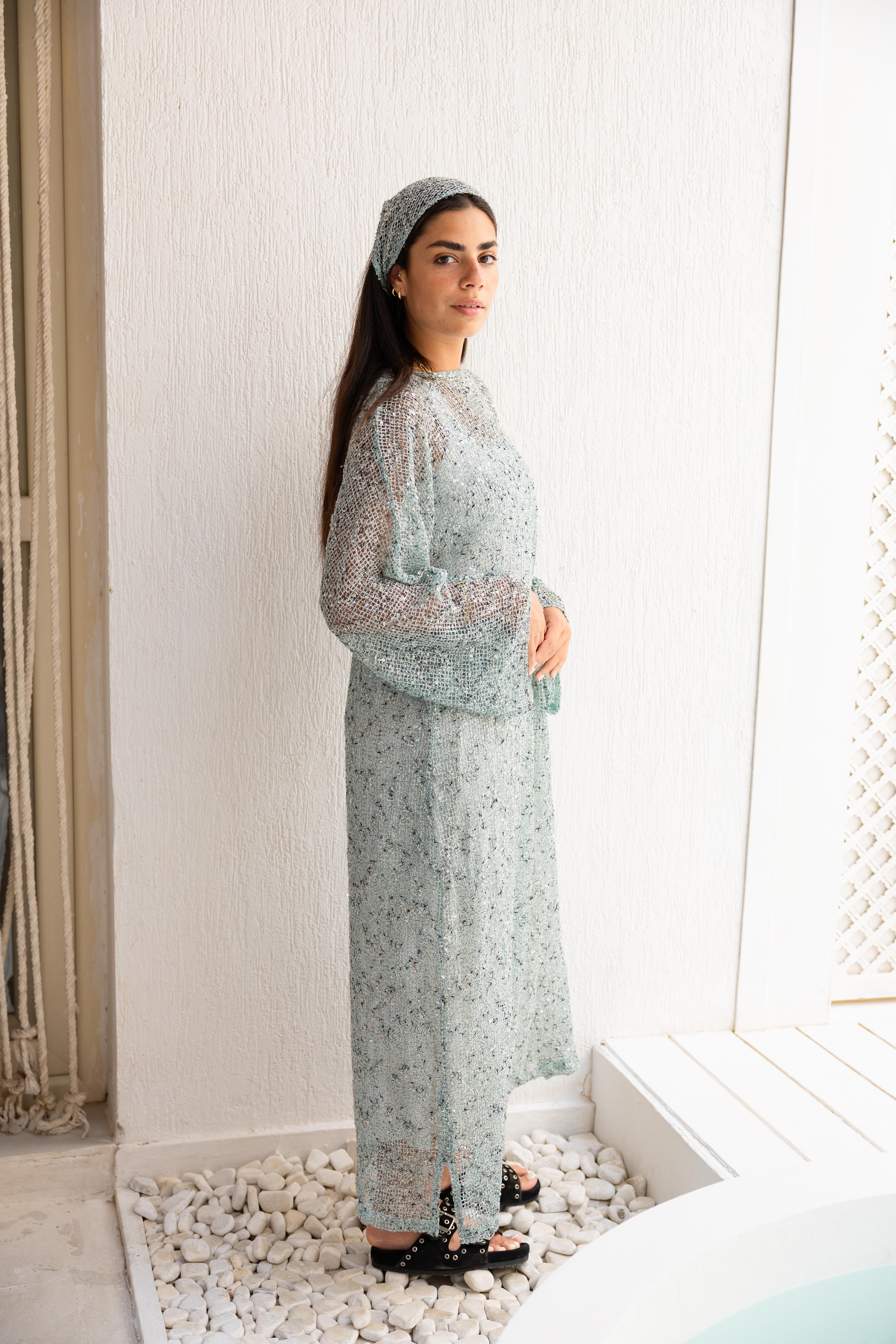 Maris Dress in Aqua blue