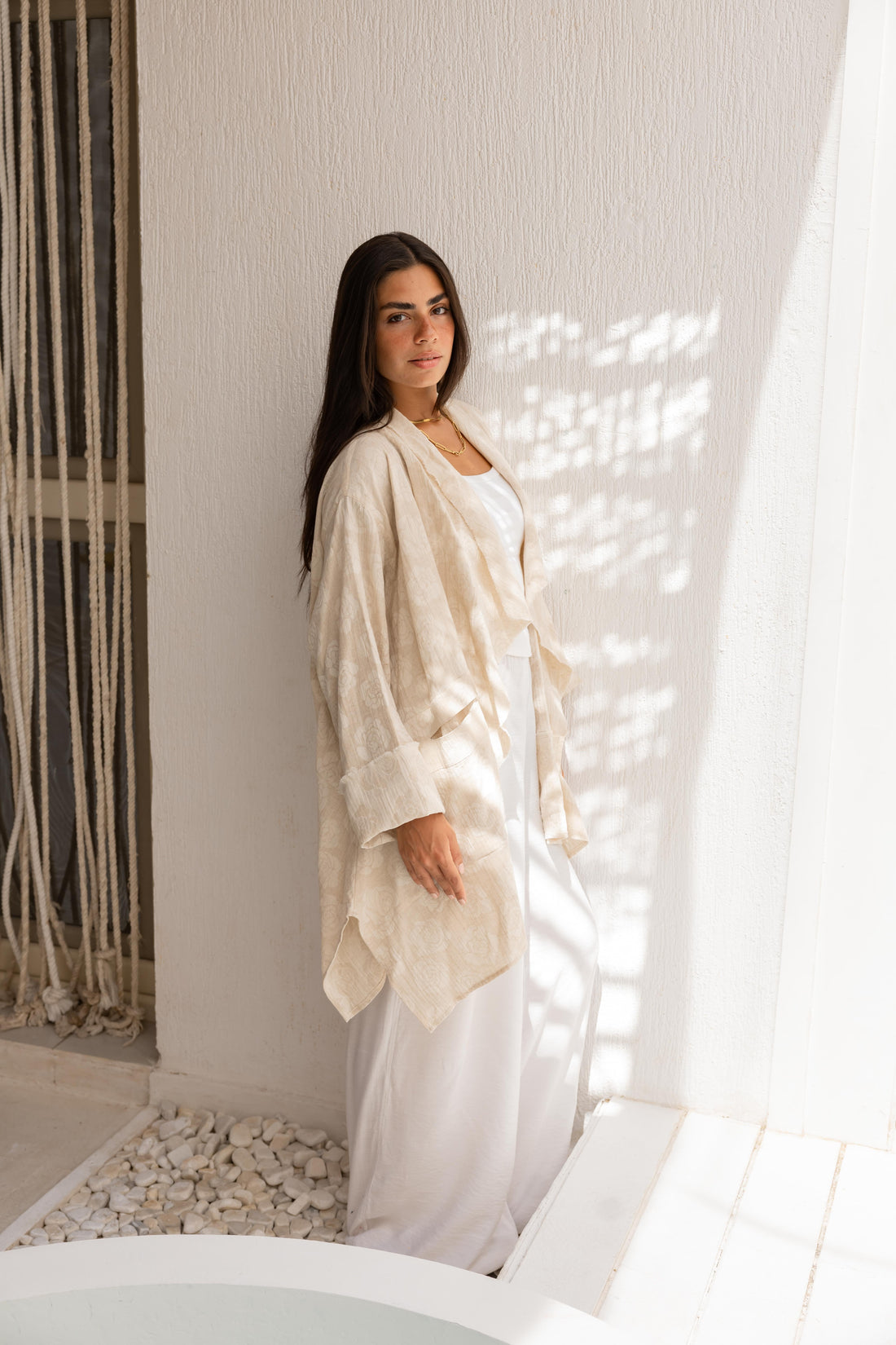 Roselle linen kimono