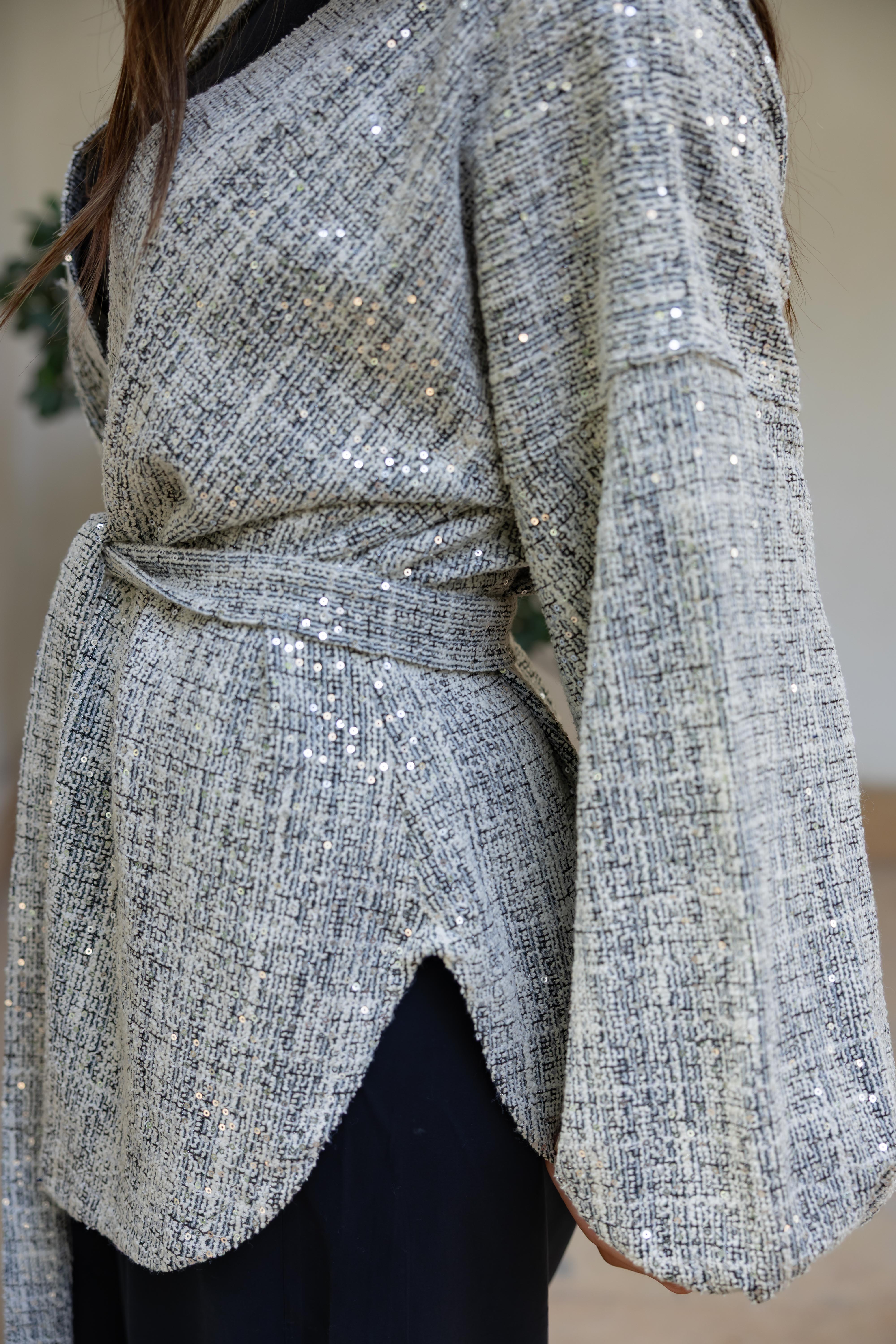 Sequin Tweed kimono