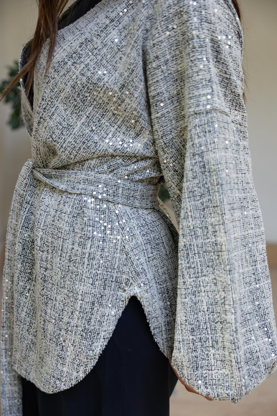Sequin Tweed kimono