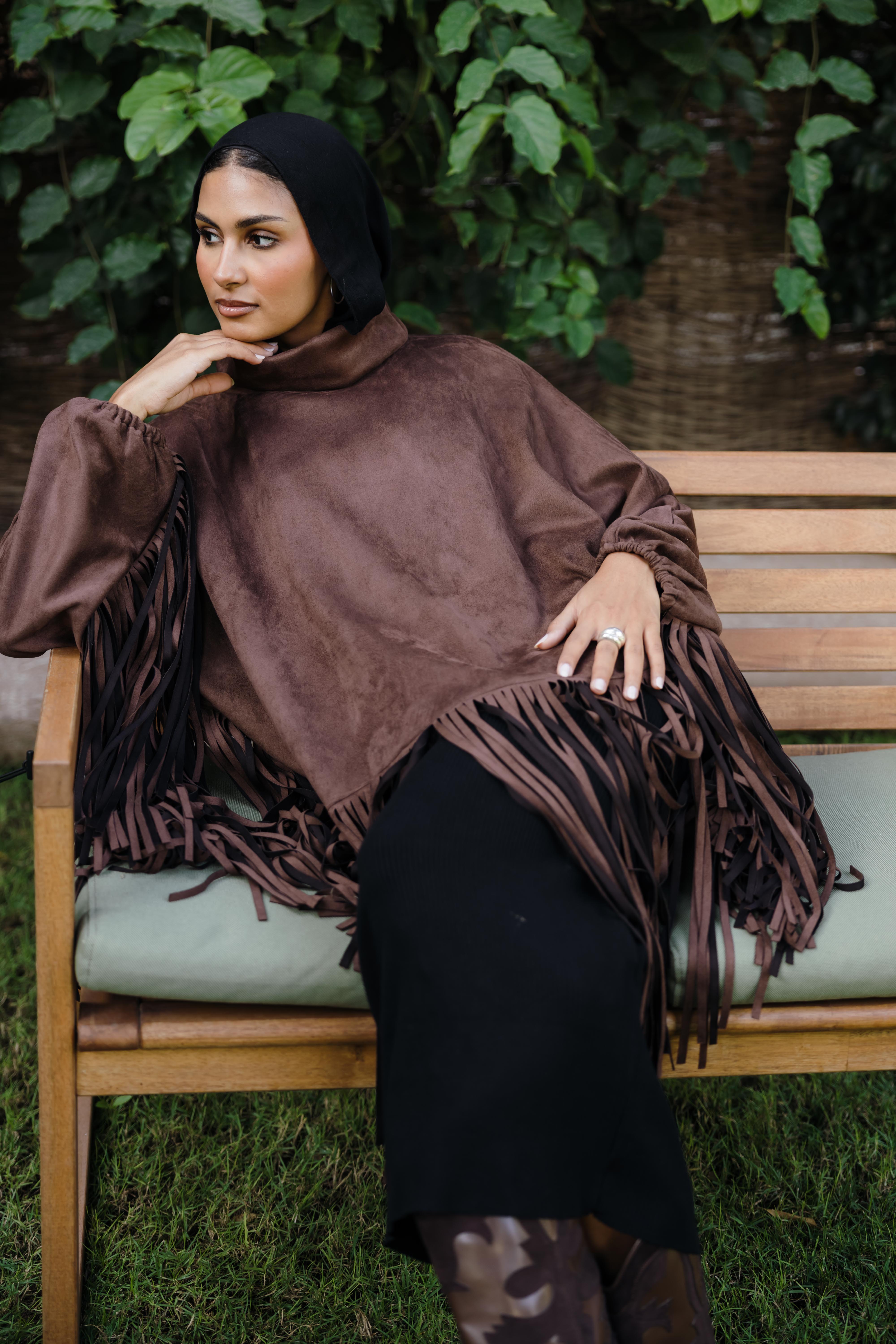 Suede Fringes top in Brown