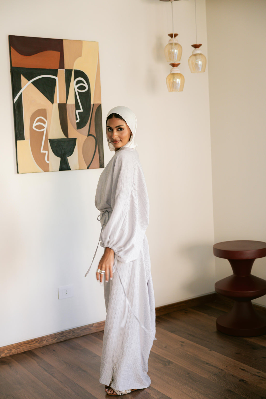 Drawstring dress in grey