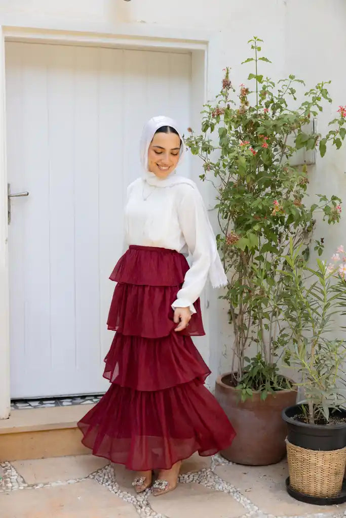 Glimmer skirt in Burgandy