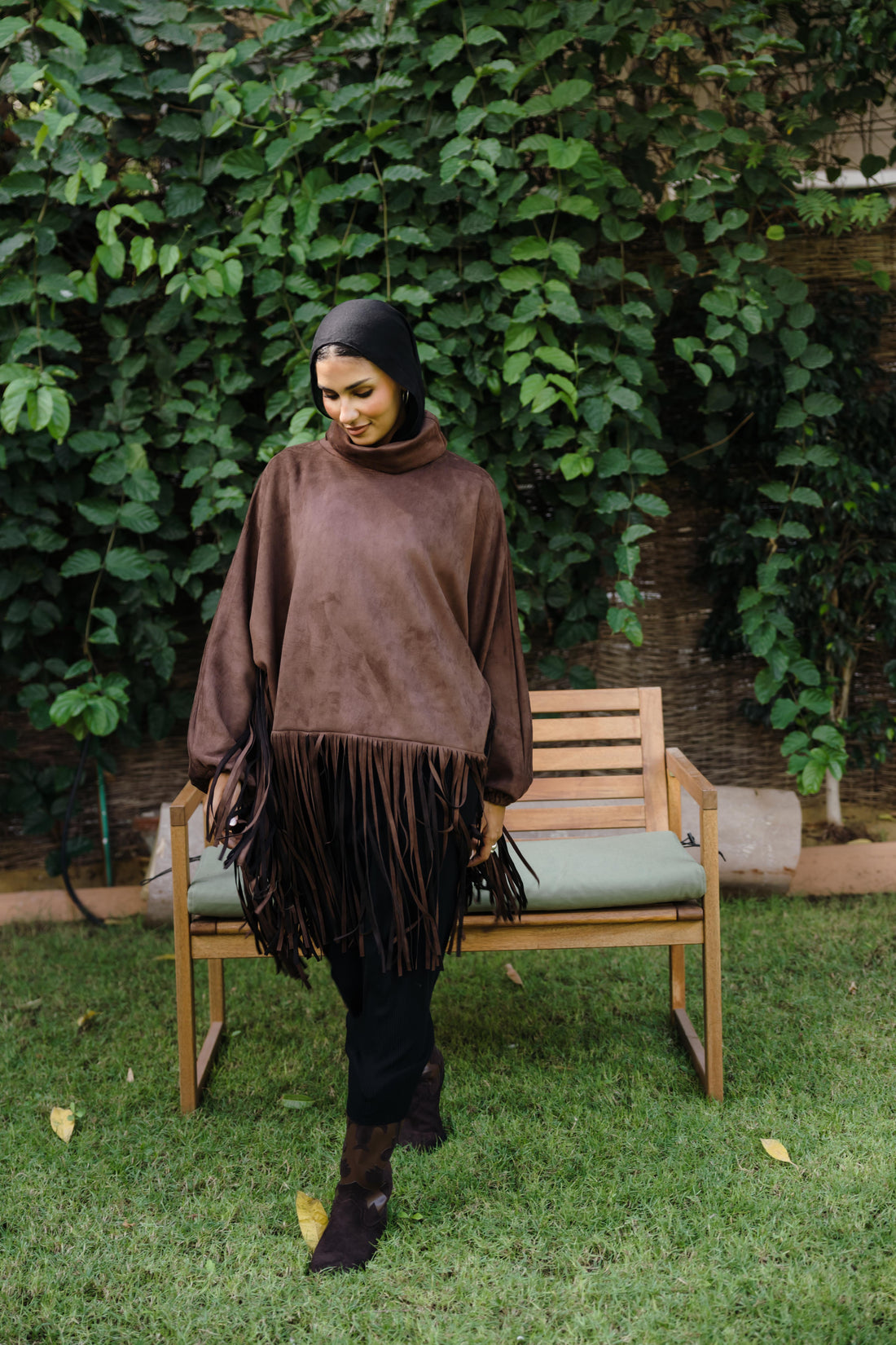 Suede Fringes top in Brown