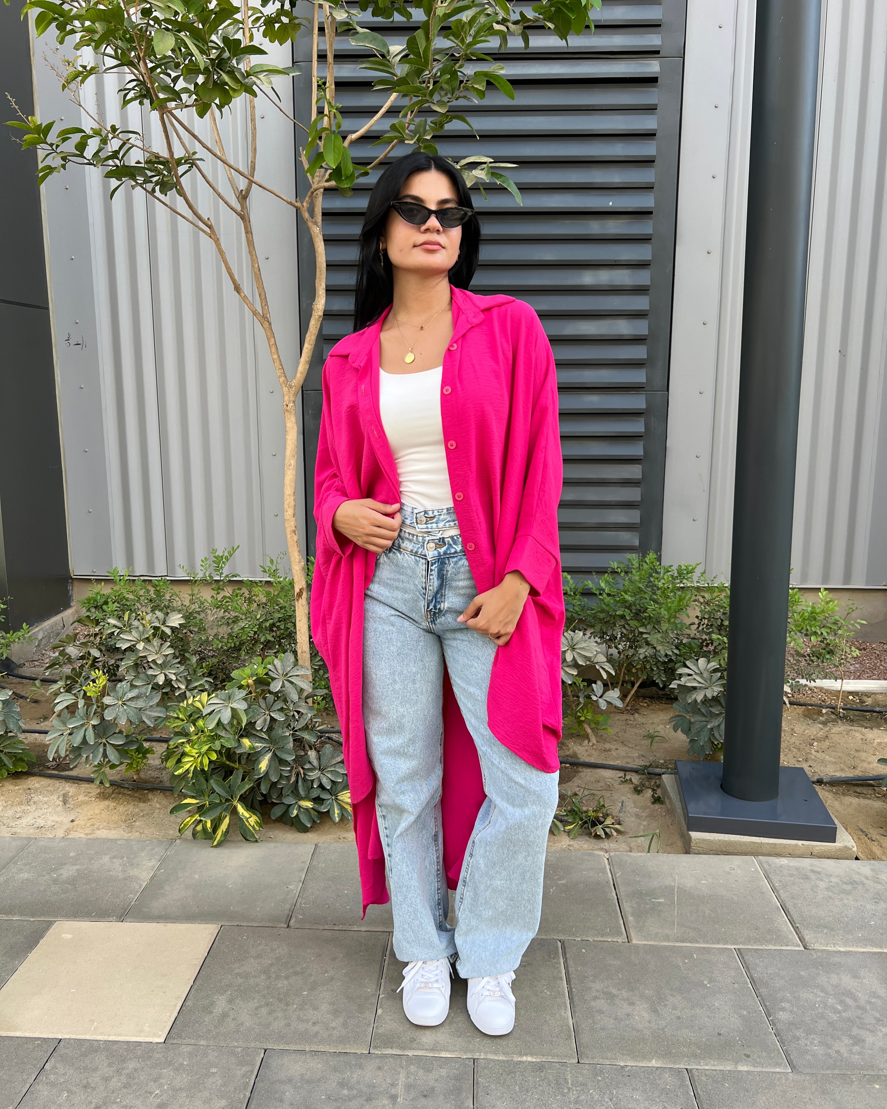 High low shirt in Fuchsia