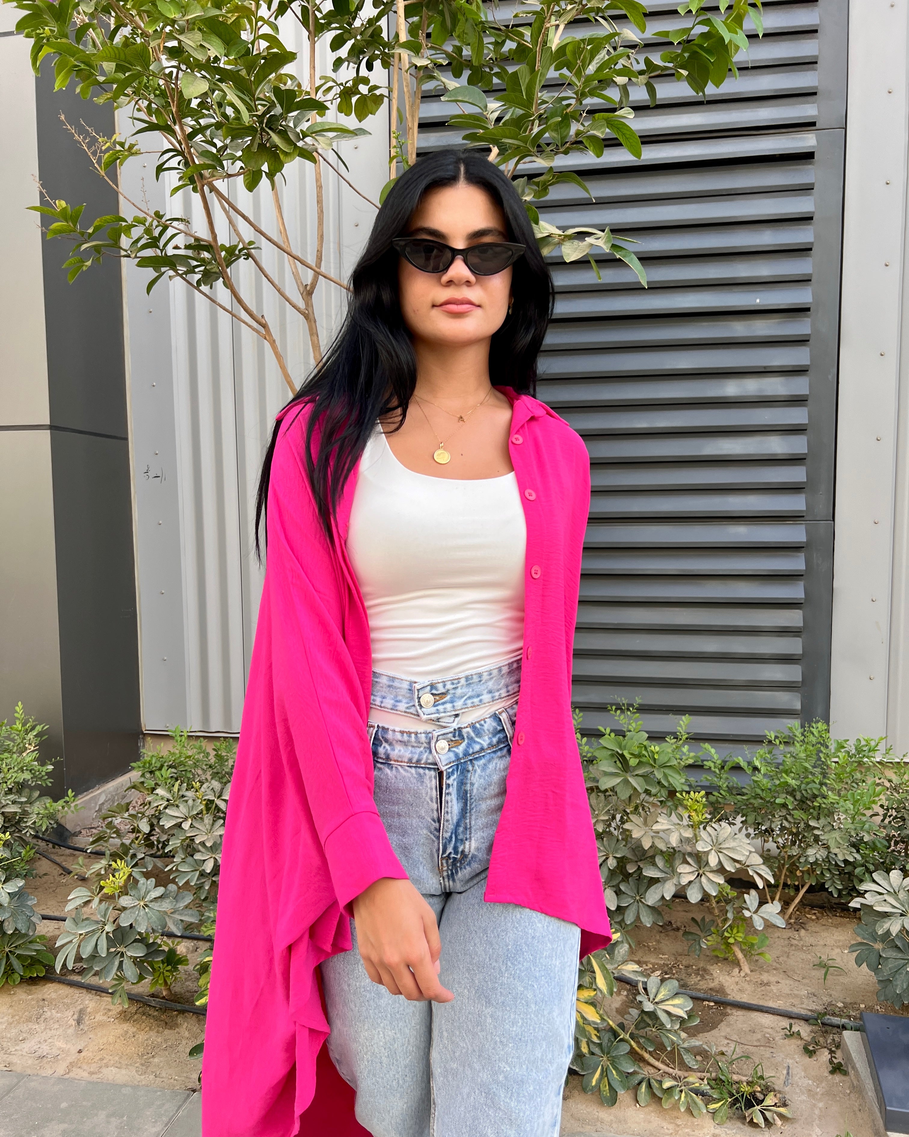 High low shirt in Fuchsia