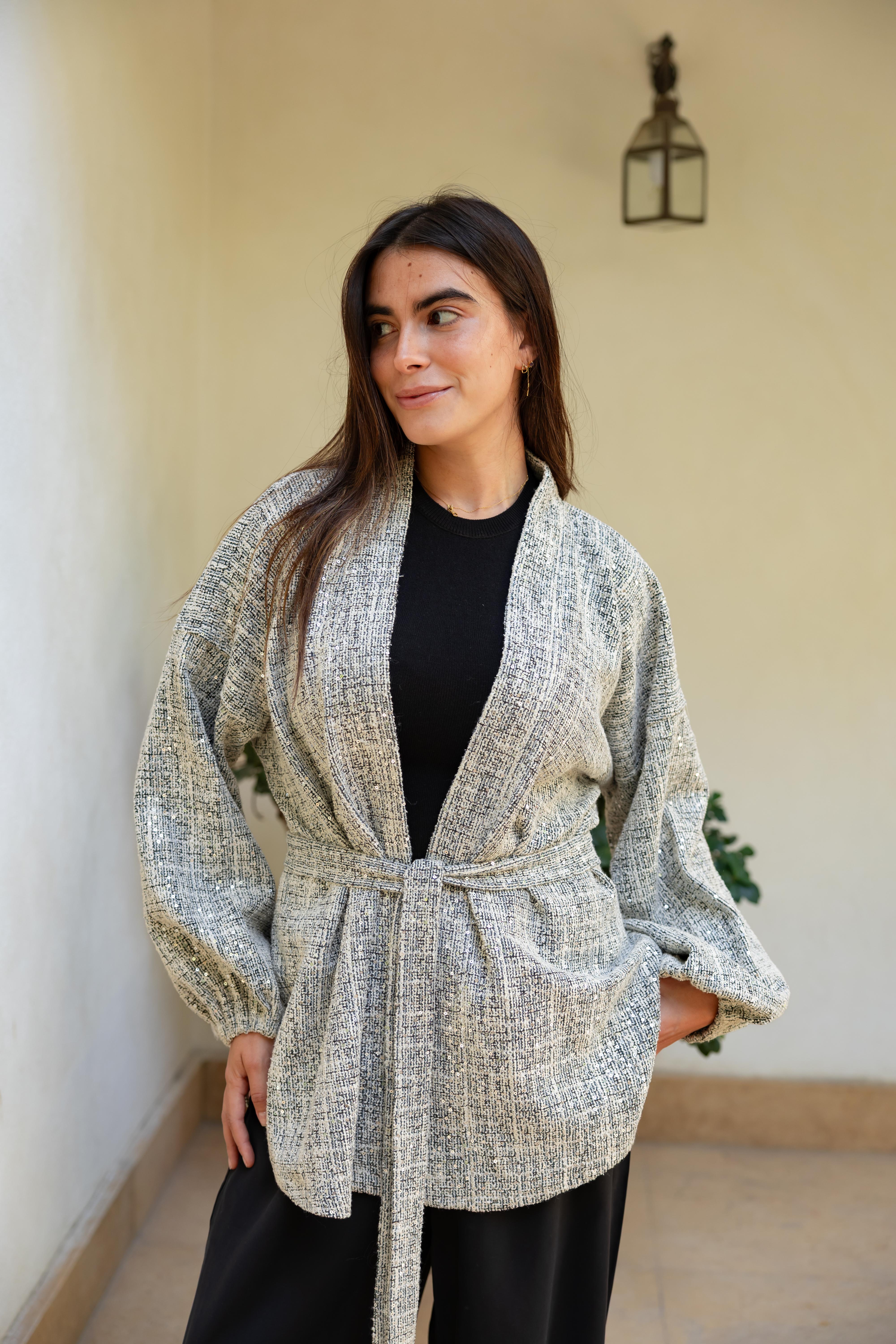 Sequin Tweed kimono